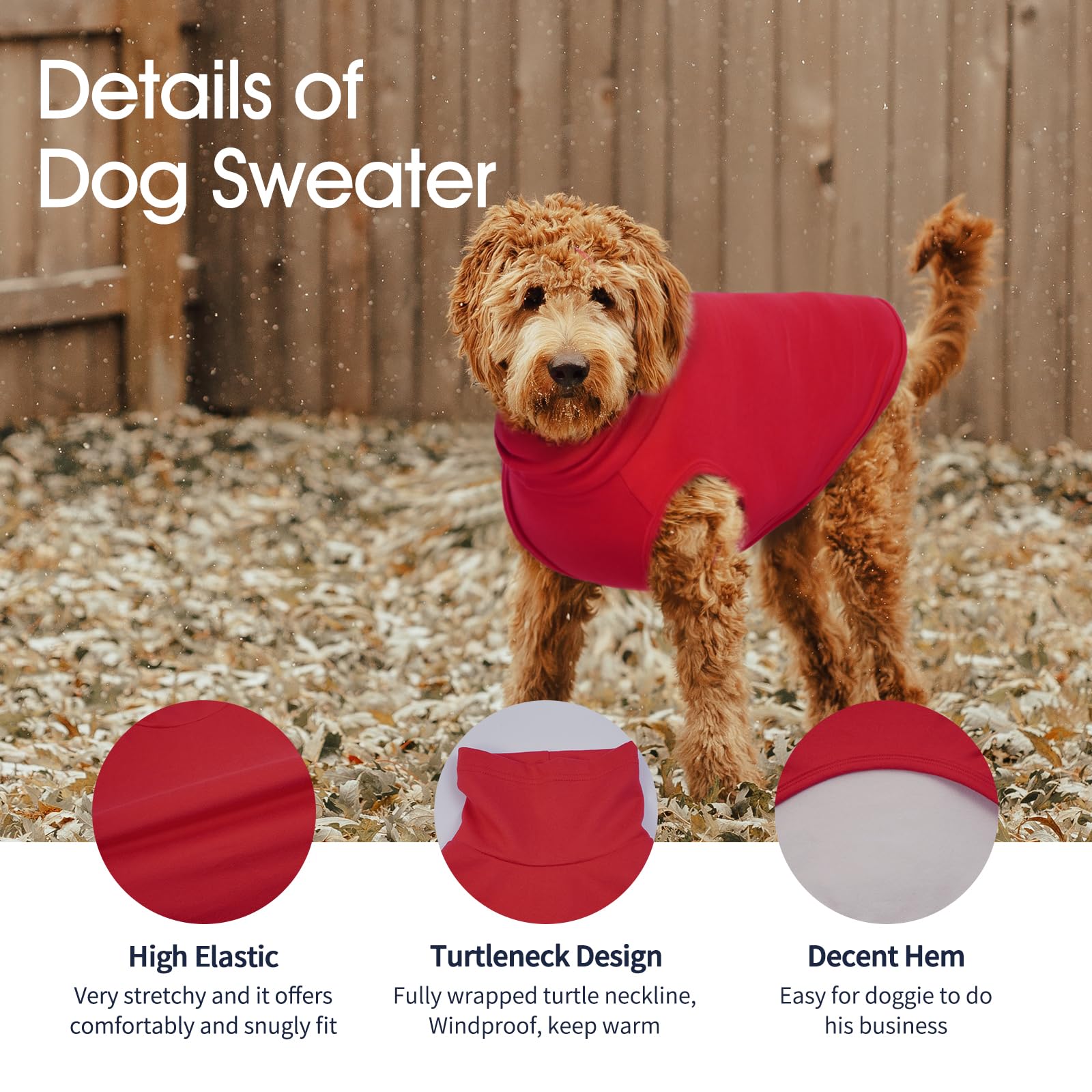 IECOii XL Dog Sweater,Stretch Fleece Vest Dog Sweater - Red,X-Large,Turtleneck Dog Sweater for Large Dogs Girl Boy,Warm Dog Flee