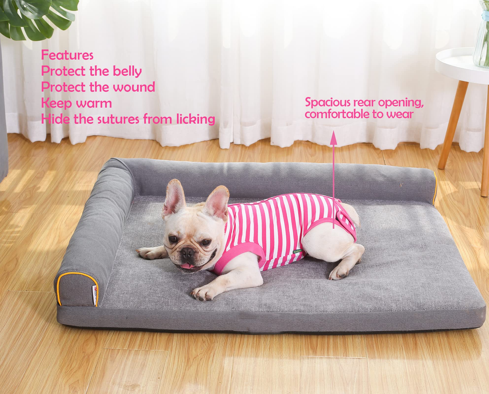Sychien Dog Recovery Suit Post Surgery Shirt,Medium Female Spay Wound Protective Suit,Pink M