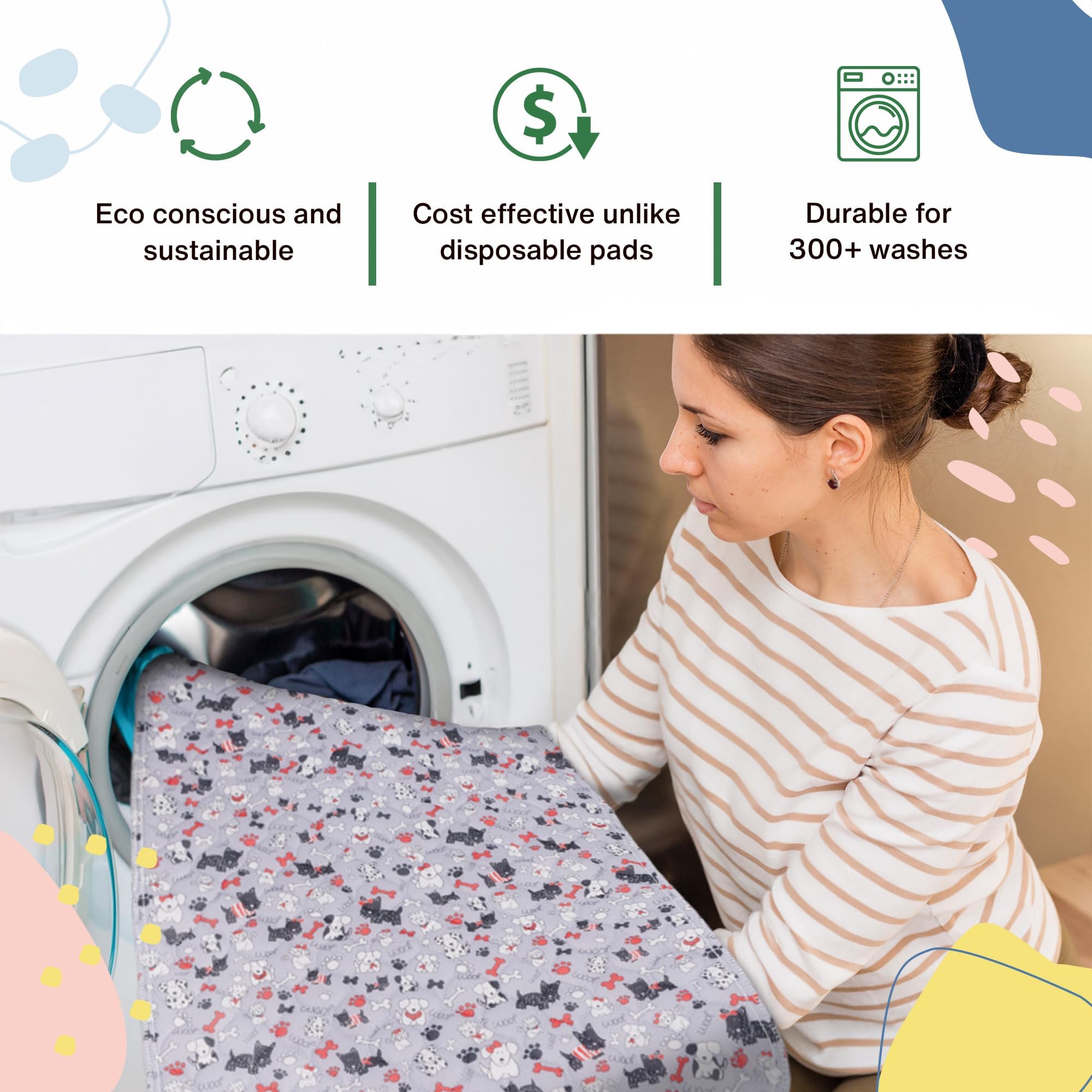Caldwell 'S Pet Supply Co. Potty Pads, Washable Pee Pads For Dogs, Reusable Pee Pads For Dogs, Puppy Potty Mat, Whelping Rug, Re
