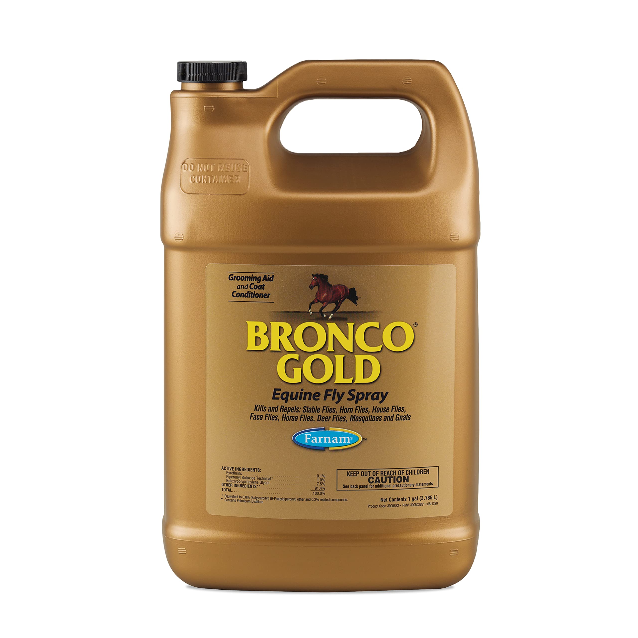Farnam Bronco Gold Horse Fly Spray, Grooming Aid, Coat Conditioner 128 Ounces, Gallon Refill