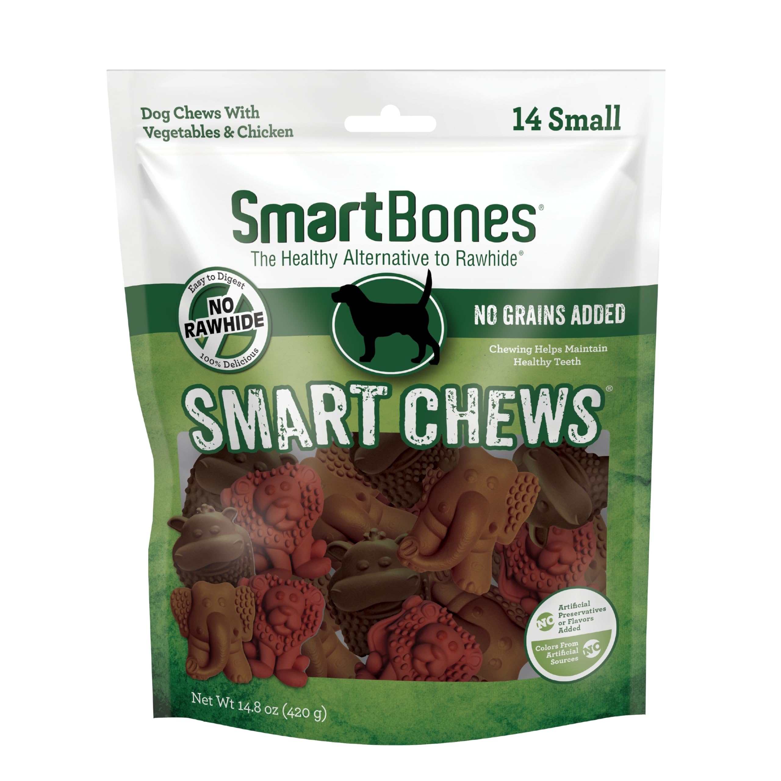 SmartBones Smart Chews, Rawhide Free Dog Chews, Treats for Dogs Made with Real Chicken and Vegetables, 14 Count Small