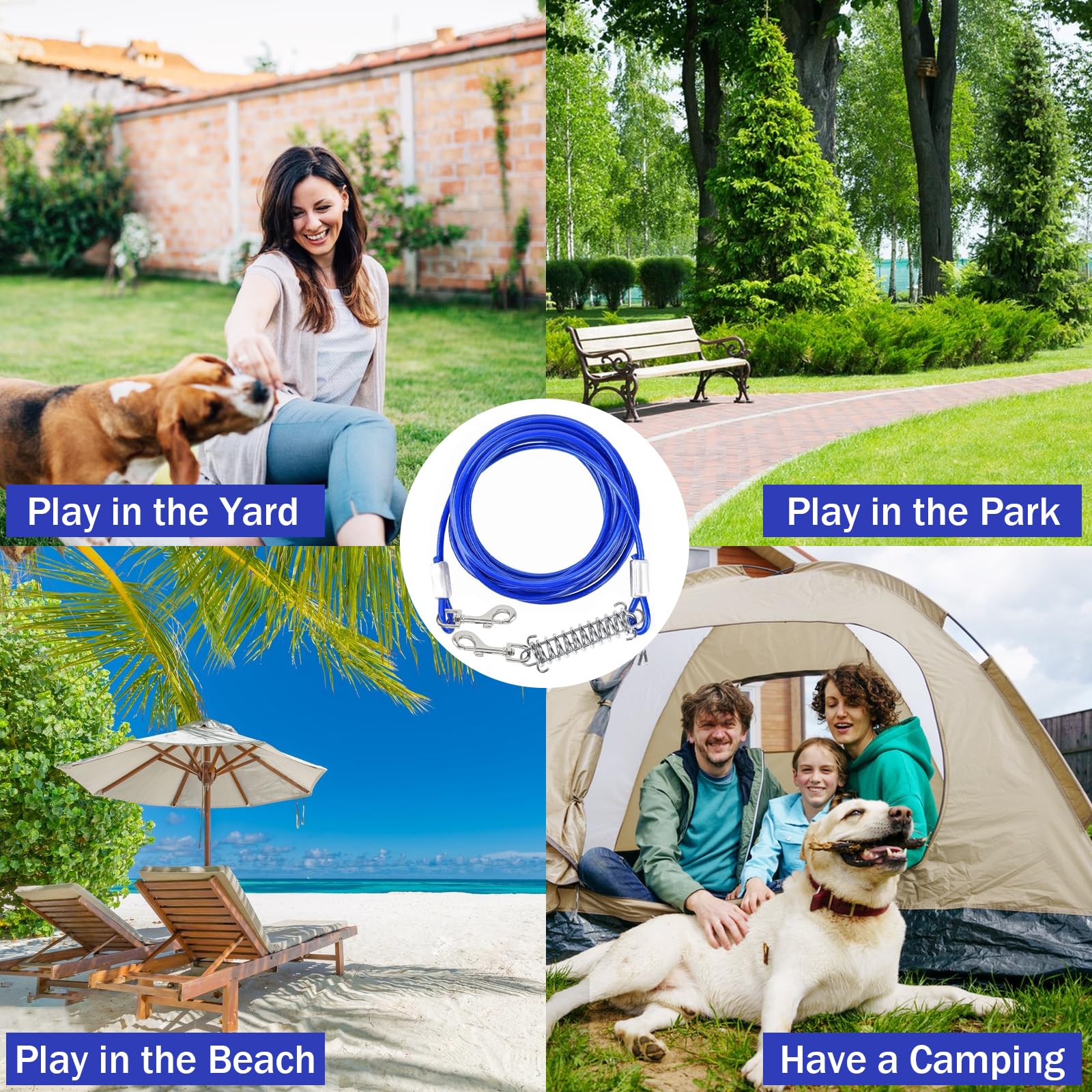 6 Pcs Dog Tie Out Cable And Stake, 23Ft Dog Leads For Yard Heavy Duty, 16'' Dogs Tie Out Stake For Yard, Lawn Beach, Camping, Su