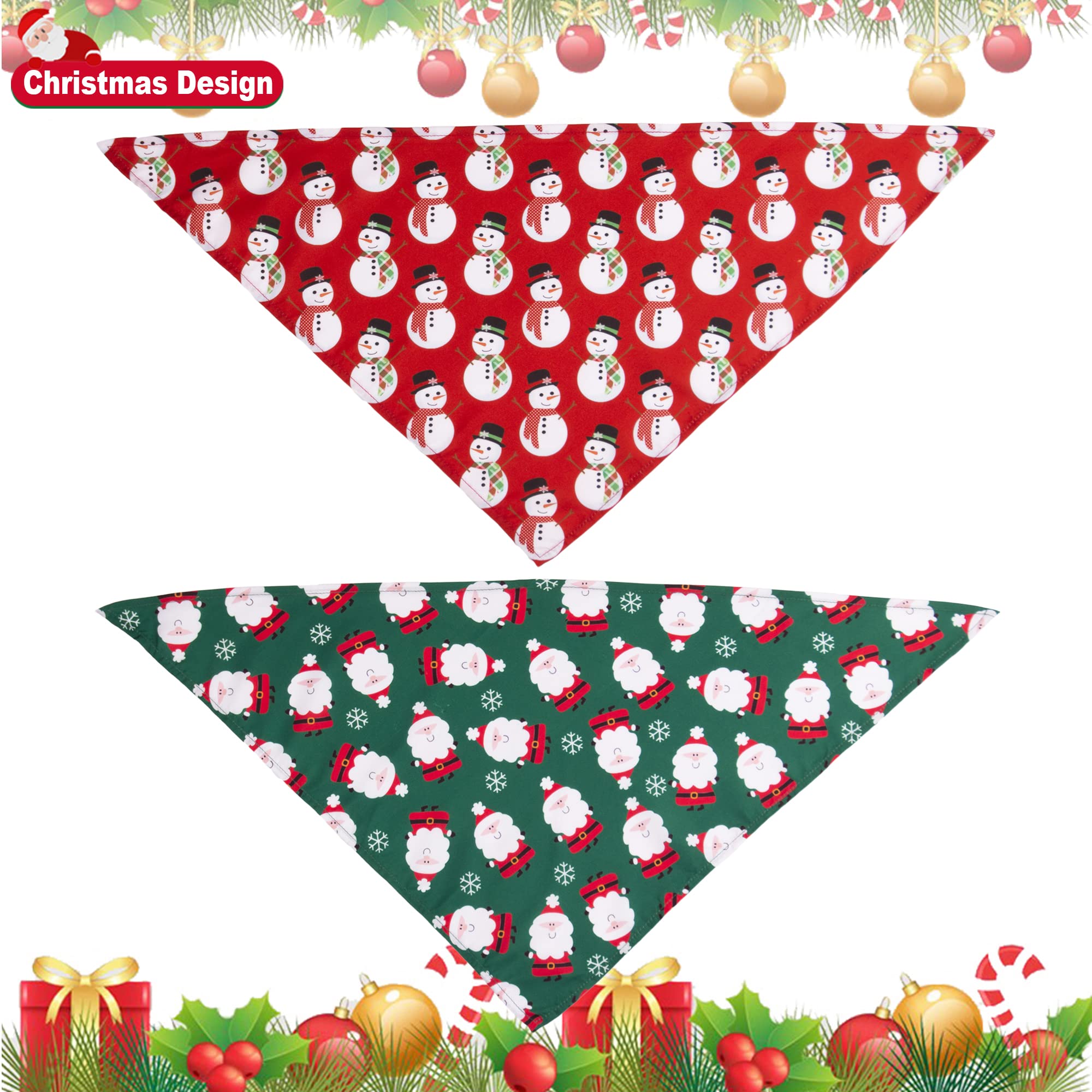 ADOGGYGO 4 Pack Dog Bandana Christmas Scarf Bibs Kerchief Set Pet Christmas Costume Xmas Holiday Bandanas for Large X-Large Dogs