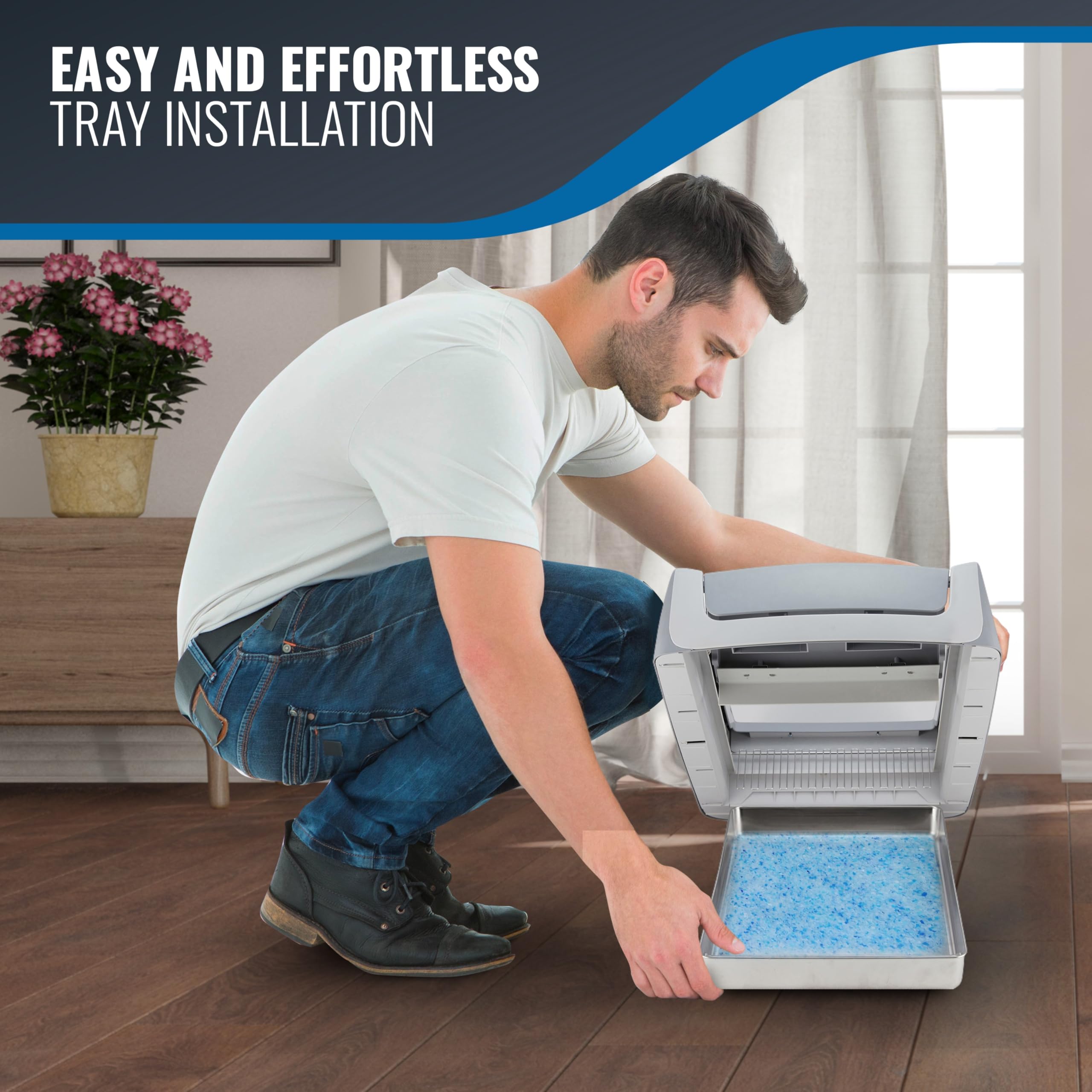 Stainless Steel Litter Tray Compatible With Pet Safe Litter Box, Upgraded Waste Extender, Included With 4Lb Crystal Cat Litter,