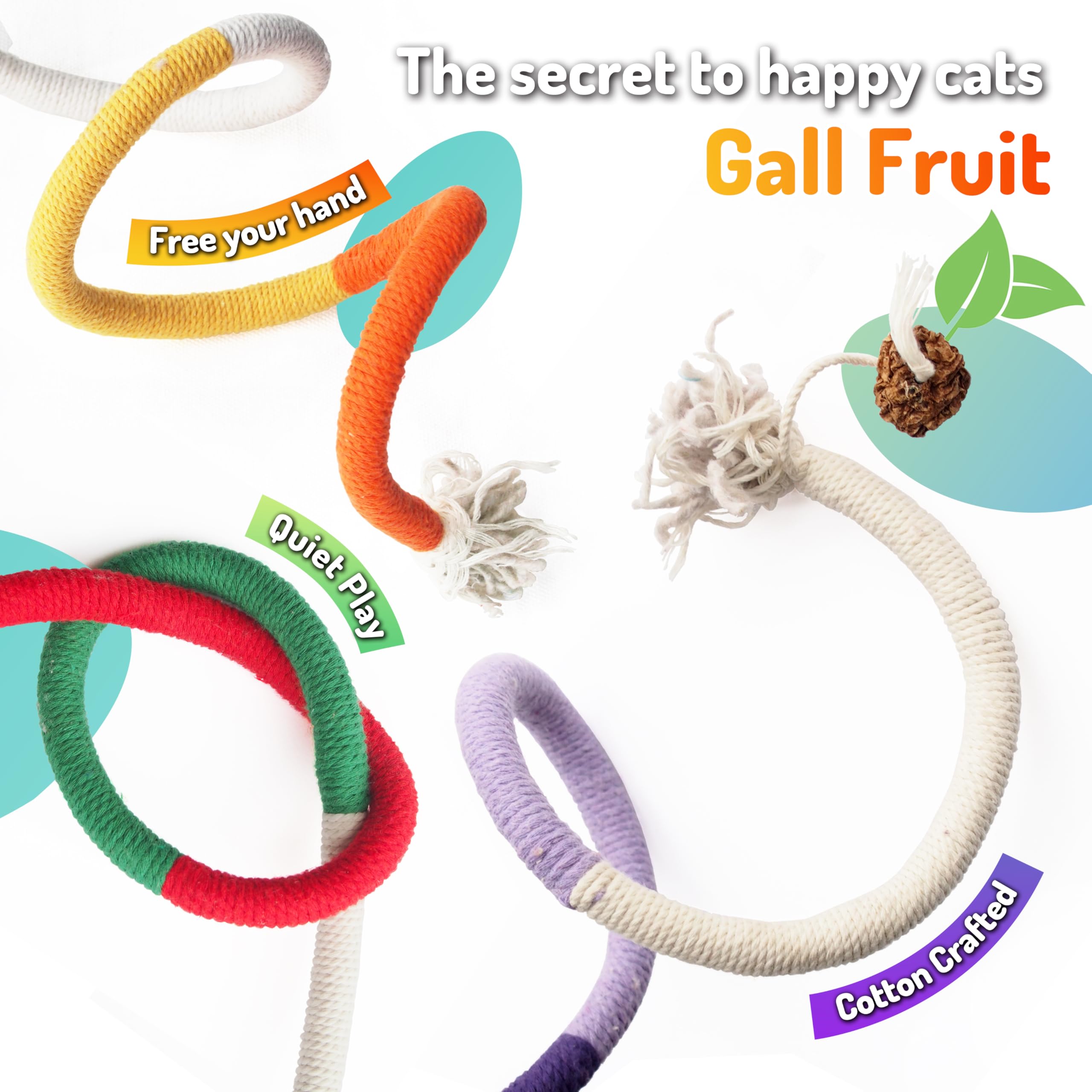 Lekewpet Cat Chew Toys 3Pcs Sisal Ropes, Kitten Toys For Indoor Cats Teeth Cleaning Toys For Kitten, Bite Resistant Catnip Toys