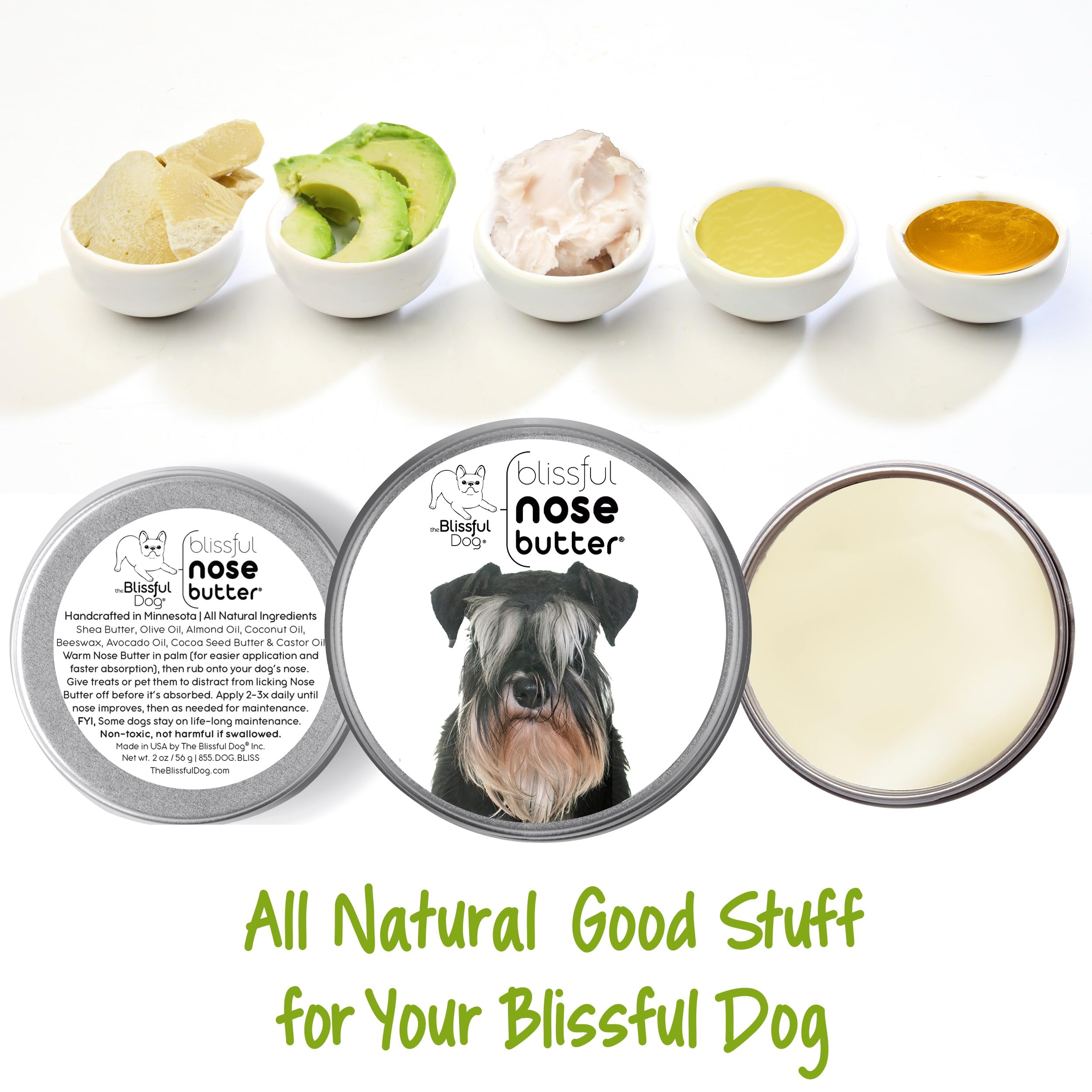 The Blissful Dog Schnauzer Unscented Nose Butter, 2-Ounce