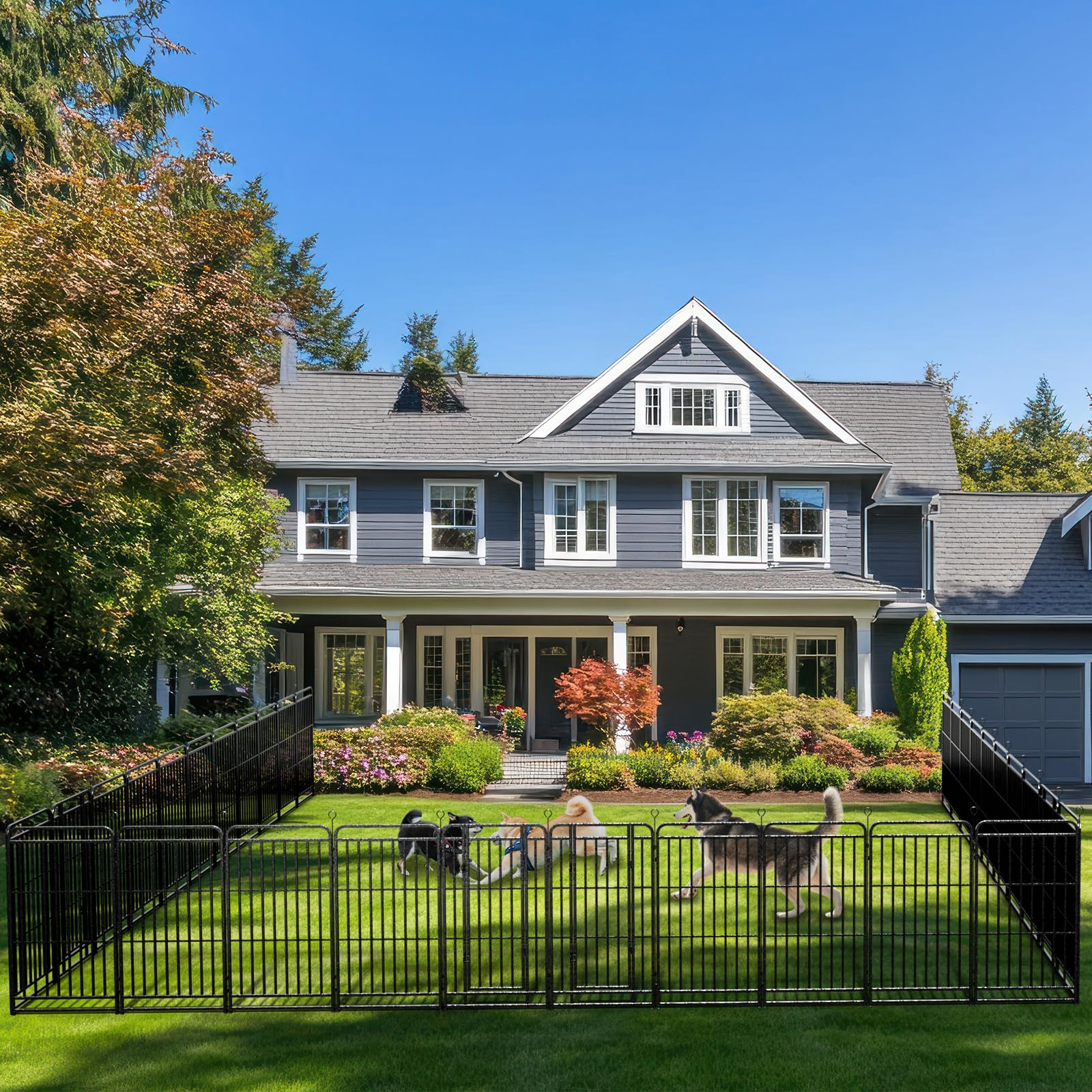 Dog Playpen Outdoor 32 Panels Heavy Duty Dog Fence 47'' Height With Thick Pipe Anti-Rust With Doors Portable For Rv Camping Yard