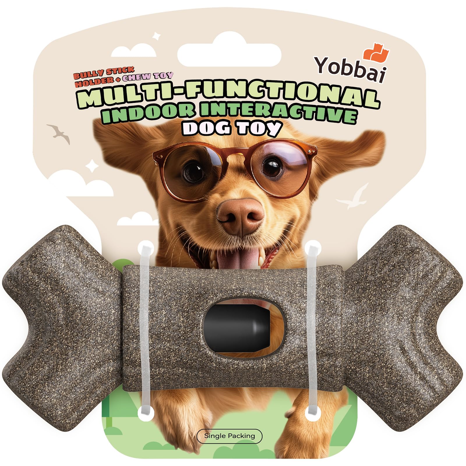 Yobbai Bully Stick Holder For Large Dogs 55+ Lbs - Heavy Duty Chew Toy & Anti-Choking Safety Device | Bpa-Free, Dishwasher Safe 
