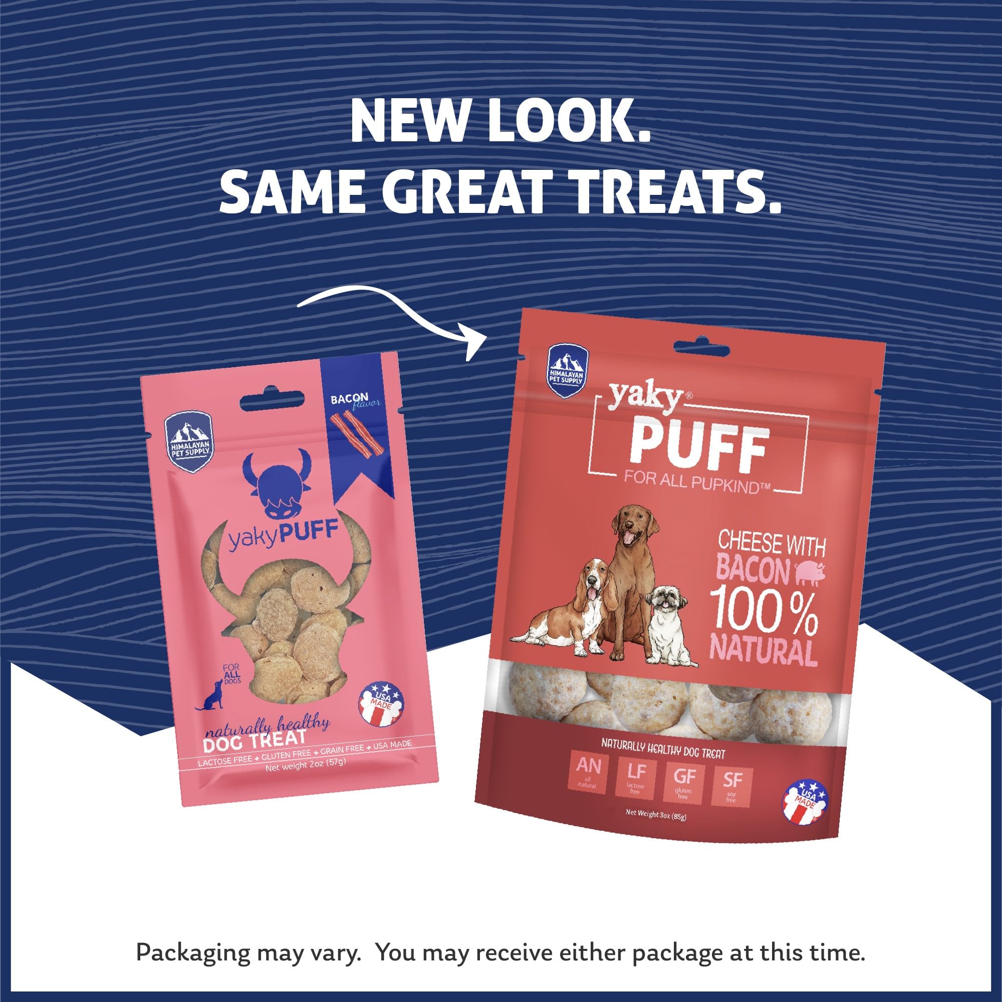 yakyPUFF Himalayan Cheese Treats | Lactose Free | Gluten Free | Grain Free | REAL BACON | USA MADE | For All Breeds | Bacon Flav
