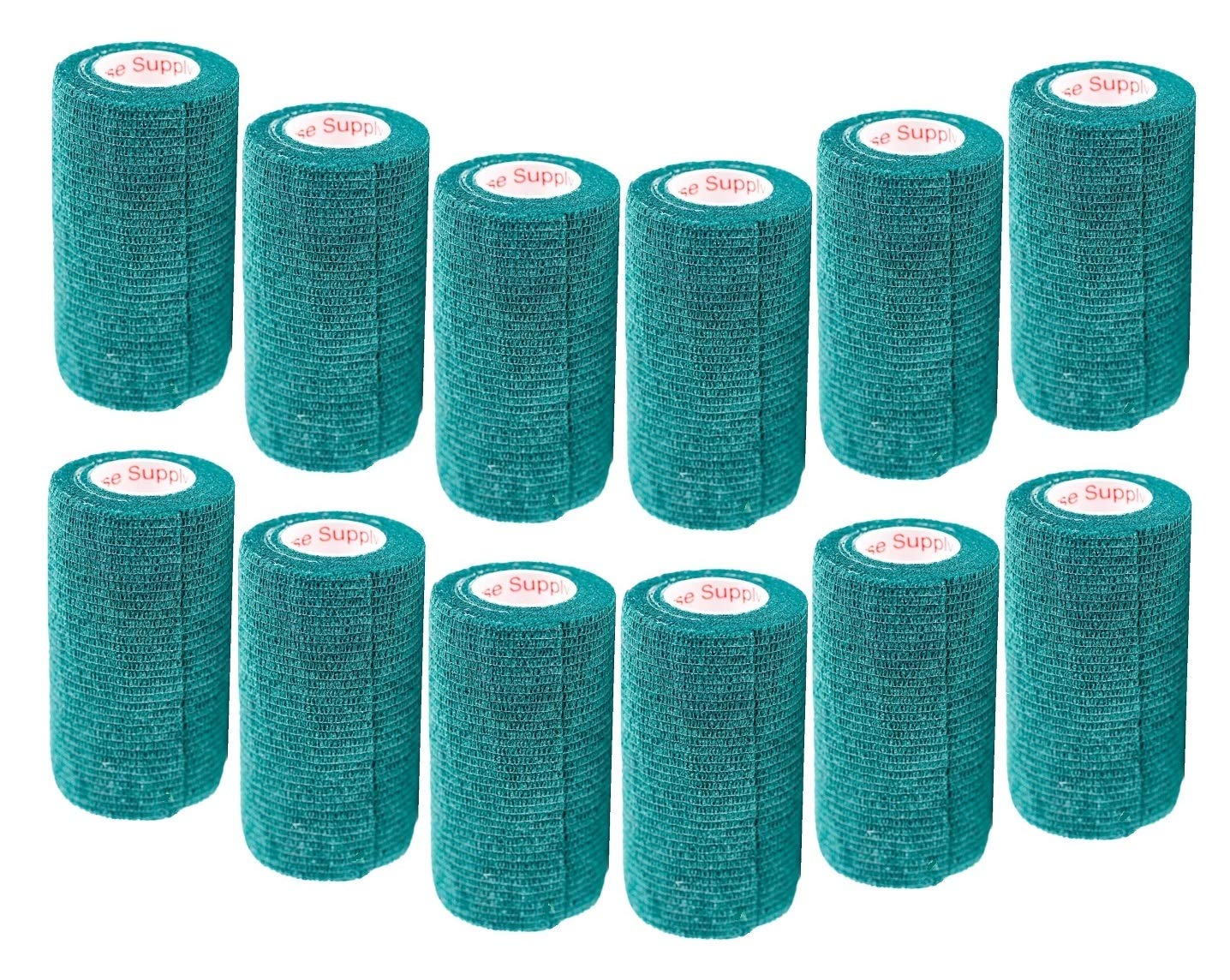 3 Inch Vet Wrap Tape Bulk (Hunter Green) (Pack of 12) Self Adhesive Adherent Adhering Flex Bandage Grip Roll for Dog Cat Pet Hor