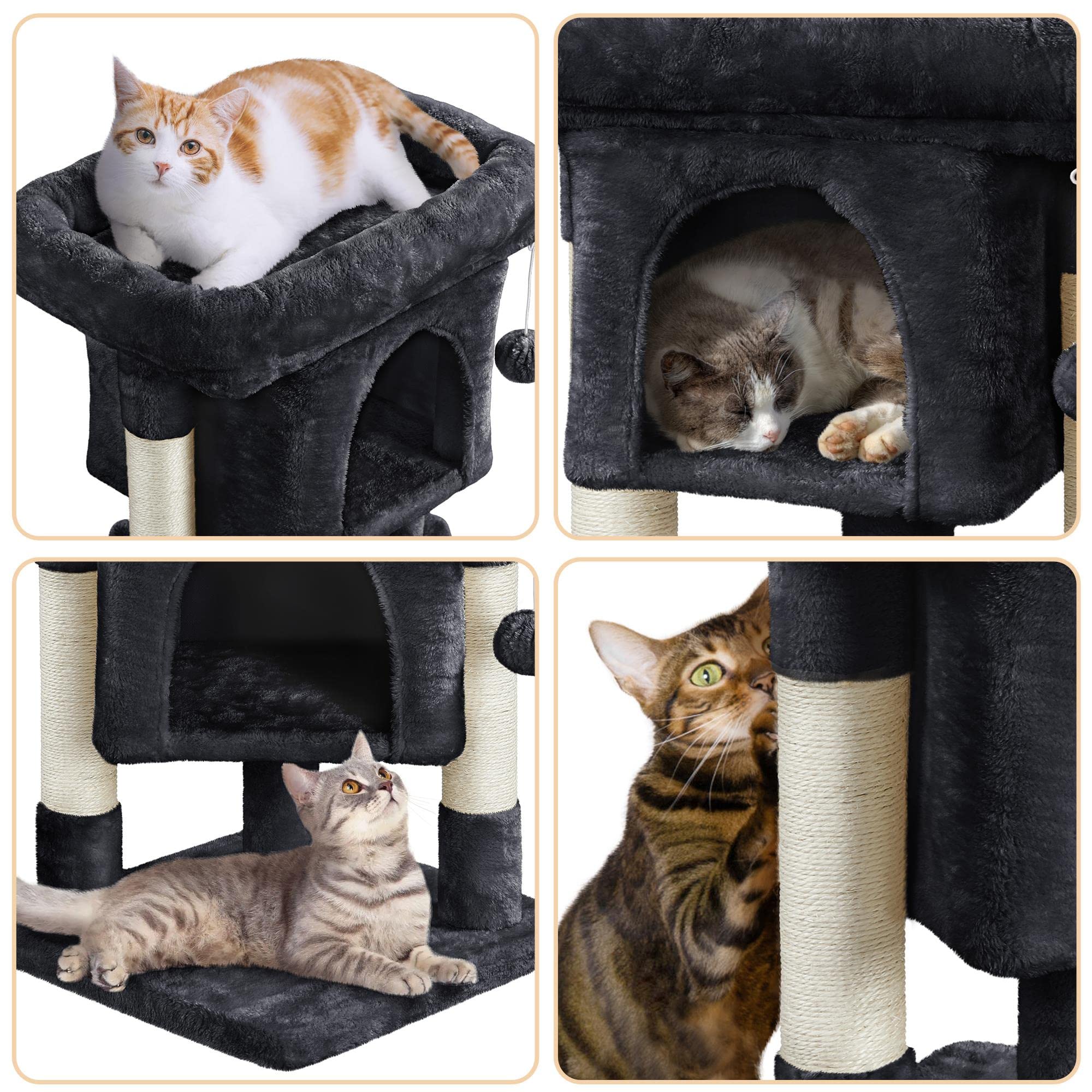 Yaheetech 23.5In Cat Tree Tower, Cat Condo With Sisal-Covered Scratching Posts, Cat House Activity Center Furniture For Kittens, Cats And Pets - Black, 16X16X23.5