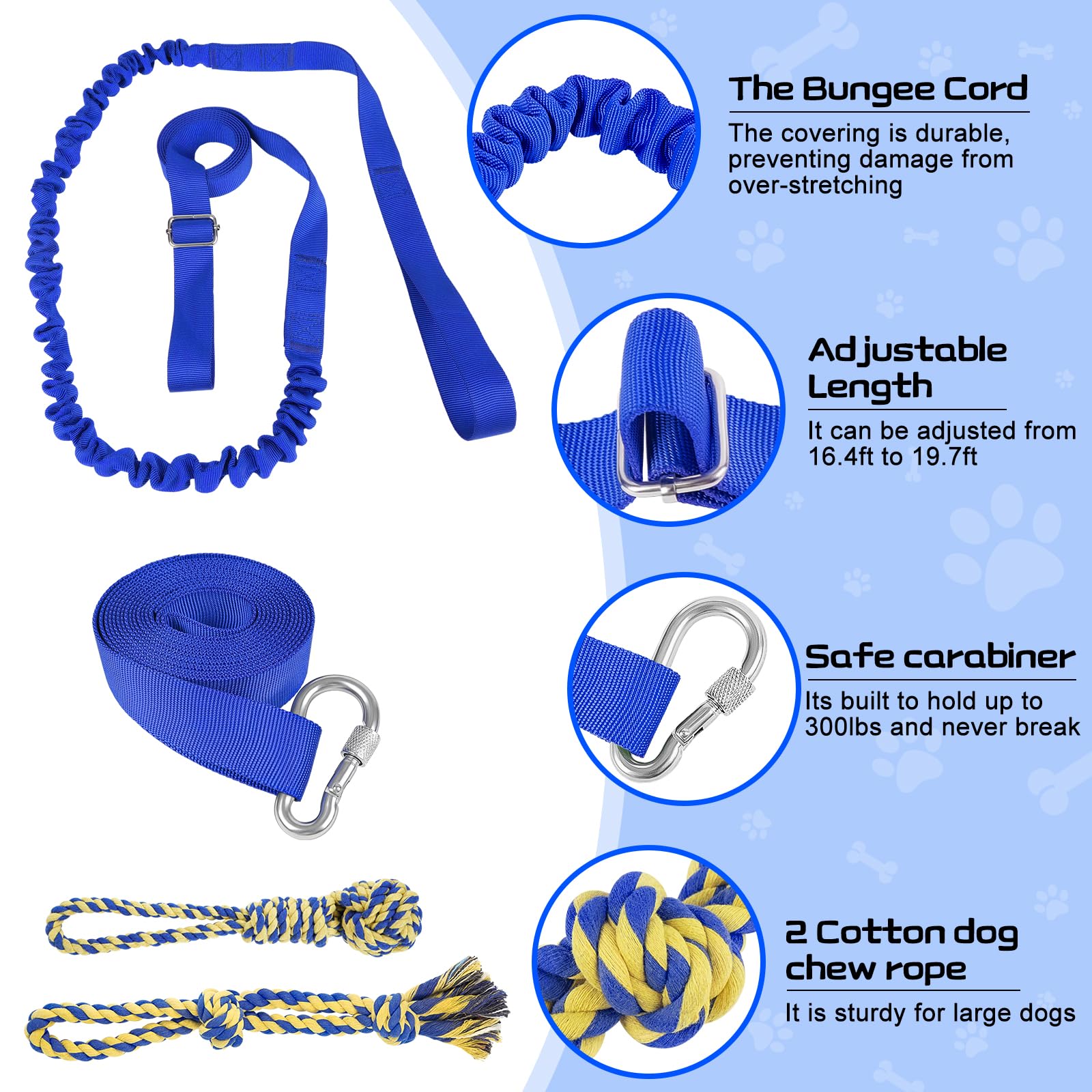 XiaZ Tug of War Dog Toy, Interactive Dogs Toy Bungee Hanging Tether with 2 Chew Rope Toys, Heavy Duty Puppy Outdoor Activity Agg