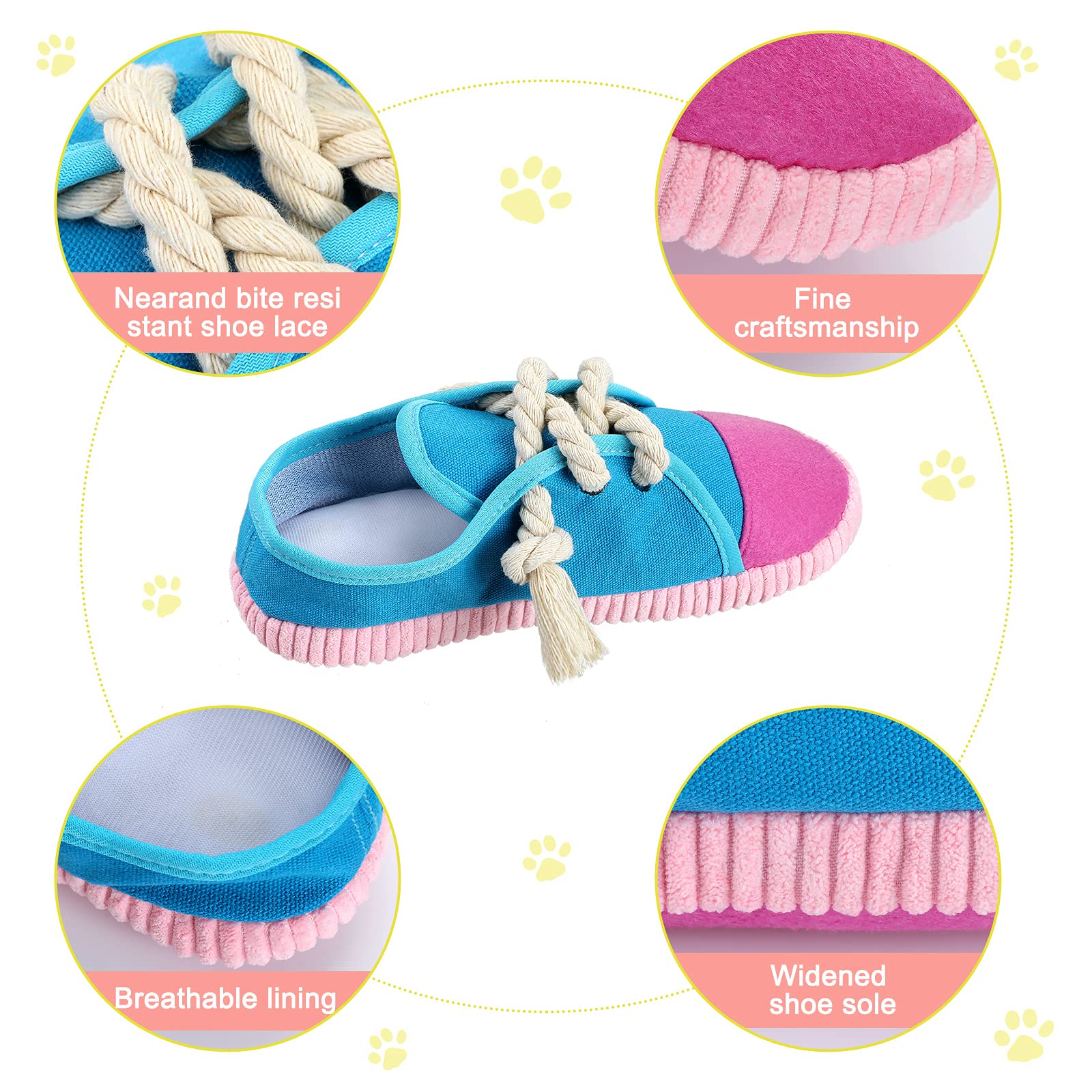 Zhanmai 4 Pieces Dog Shoe Chew Toys Puppy Chew Shoe Dog Sandal Durable Puppy Squeaky Mini Sneakers Decoy Sandal Squeaky Plush To