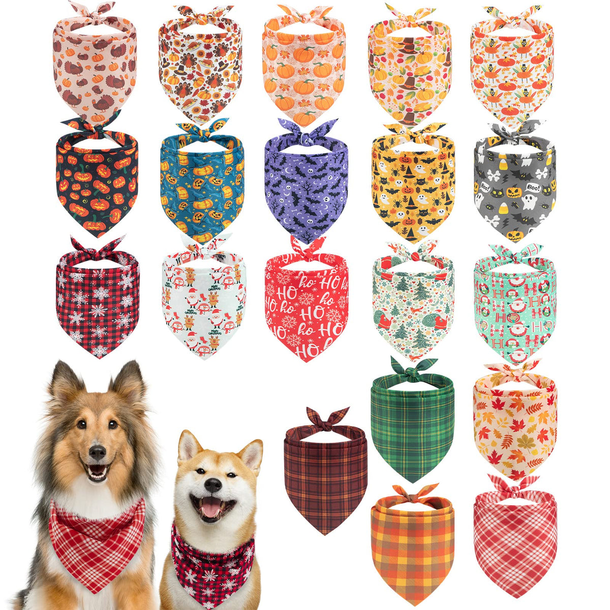 Fall Dog Bandana, Festival Plaid Pets Scarf, Halloween Thanksgiving Christmas Dog Bandanas Bulk Daily Use In Autumn And Winter Accessories, Holiday Dog Bandanas For Small Medium Large Dogs Cats Pets