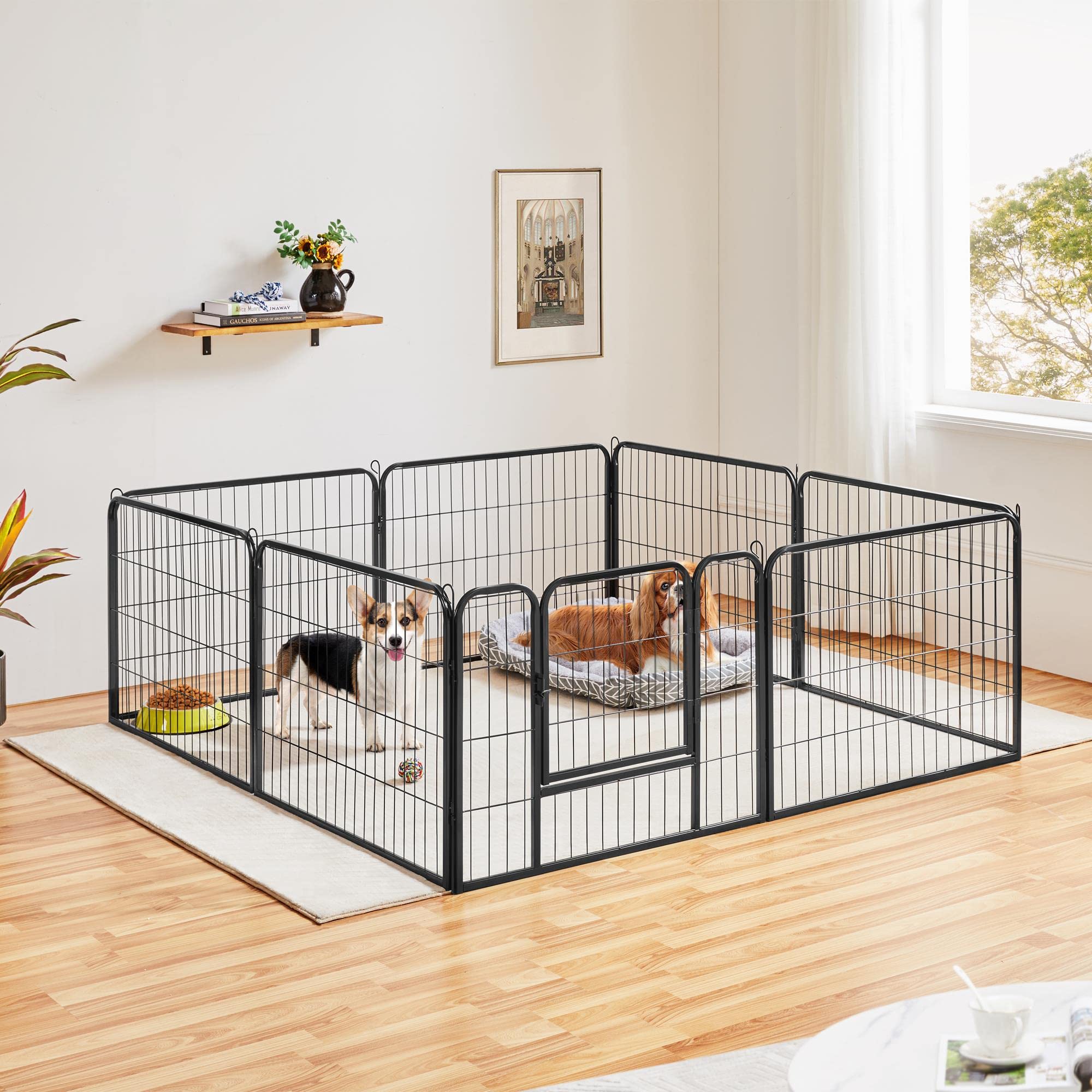 Yaheetech Heavy Duty Extra Wide Dog Playpen, 8 Panels Outdoor Pet Fence For Large/Medium/Small Animals Foldable Puppy Exercise Pen For Garden/Yard/Rv/Camping 24 Inch Height X 32 Inch Width