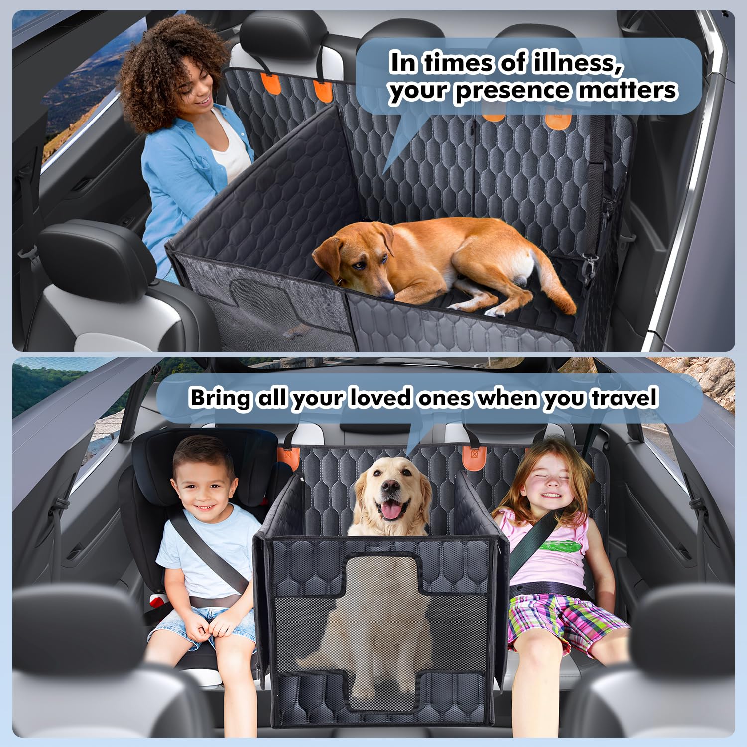 Chumajor 3-in-1 Convertible Dog Car Seat Extender & Booster Seat - 400lb Capacity, Waterproof 600D Oxford with Hard Bottom, Scra