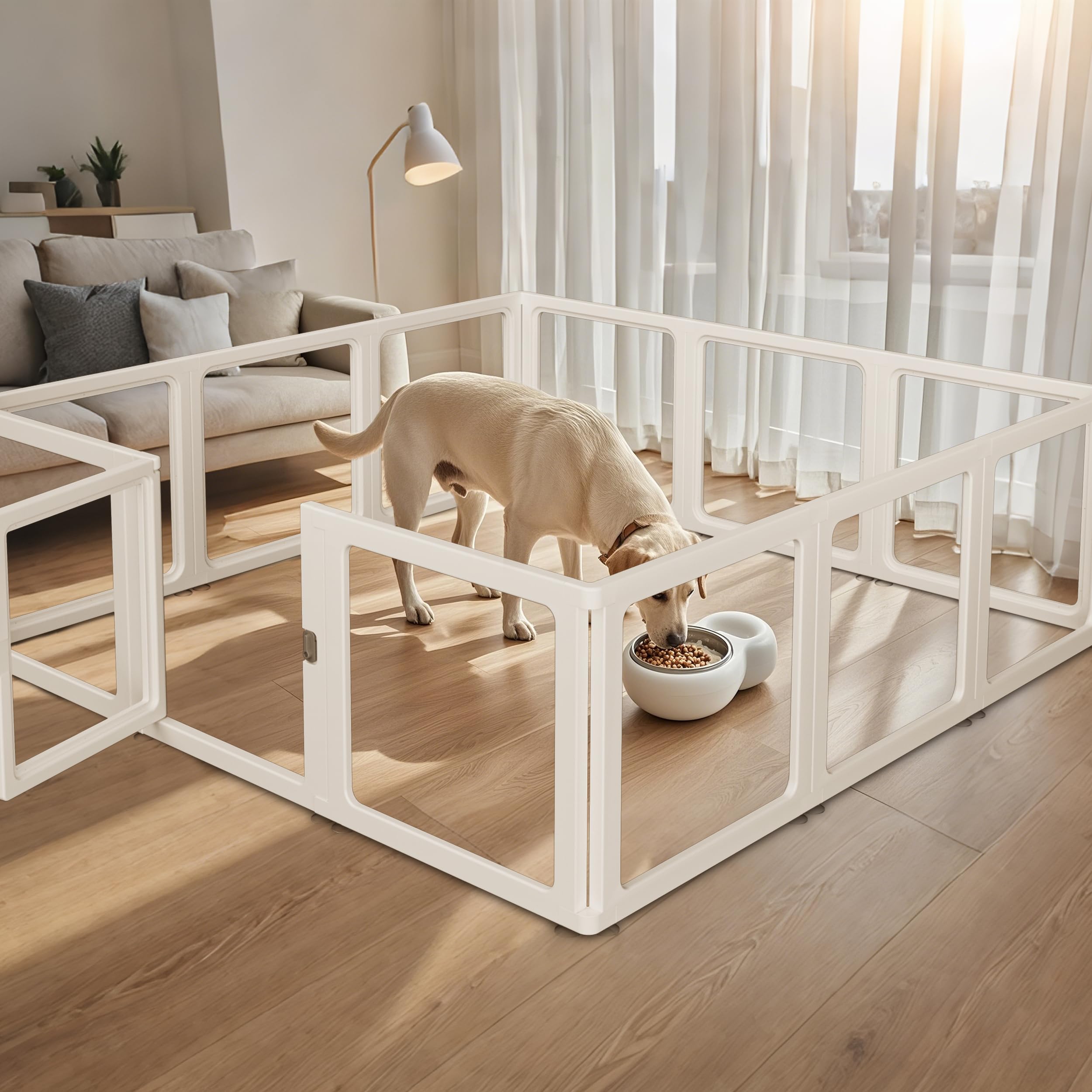 ITYLIFE Citylife Dog Playpen - 12 Panels, 23.6"H, Clear Plastic Indoor/Outdoor Pet Playpen for Dogs, Cats, Bunnies, Pigs - Model XLT