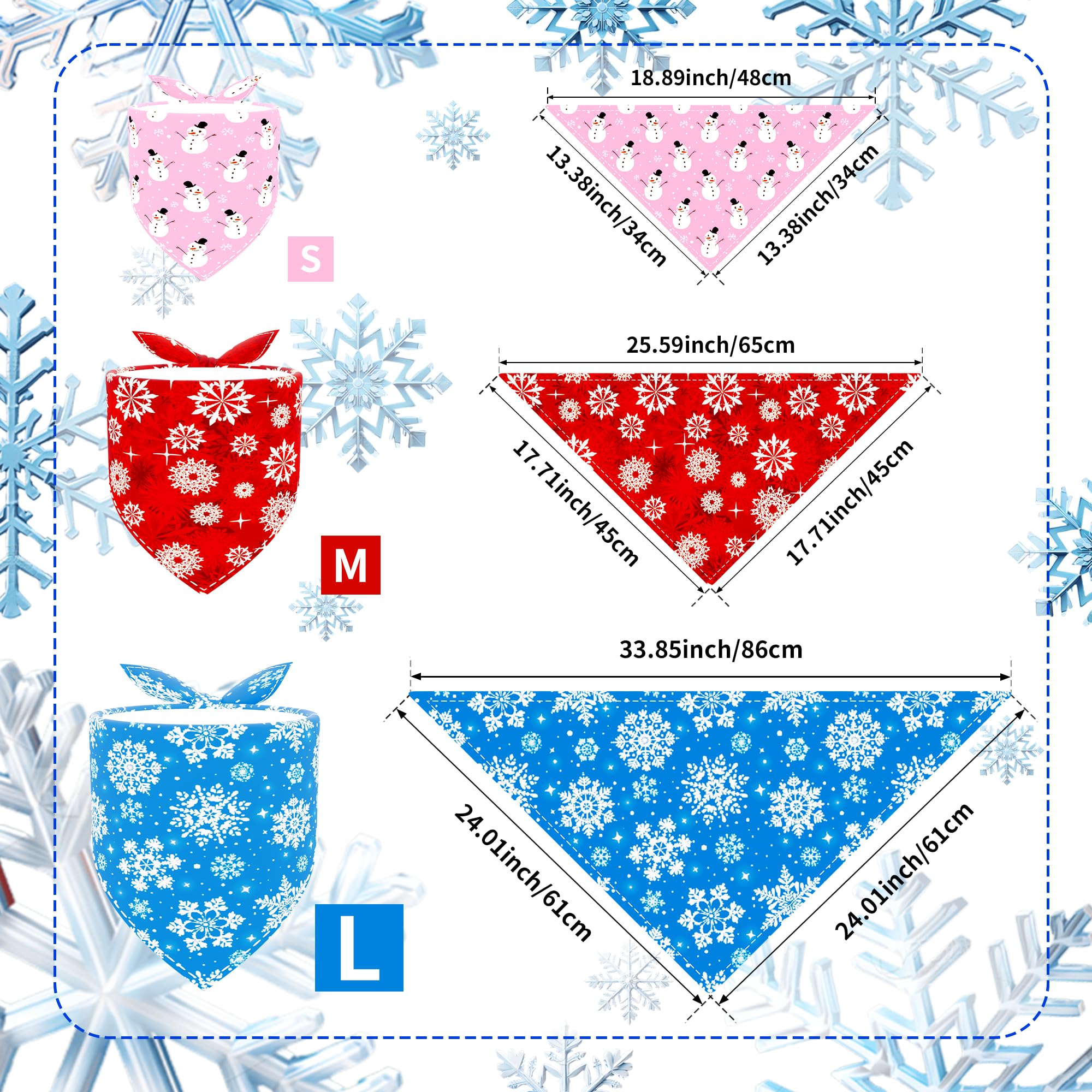 Pai Sence 30 Pack Winter Dog Bandanas Bulk for Large Dogs Breed 33 Inch XL Dog Bandanas Adjustable Snow Scarves Grooming L