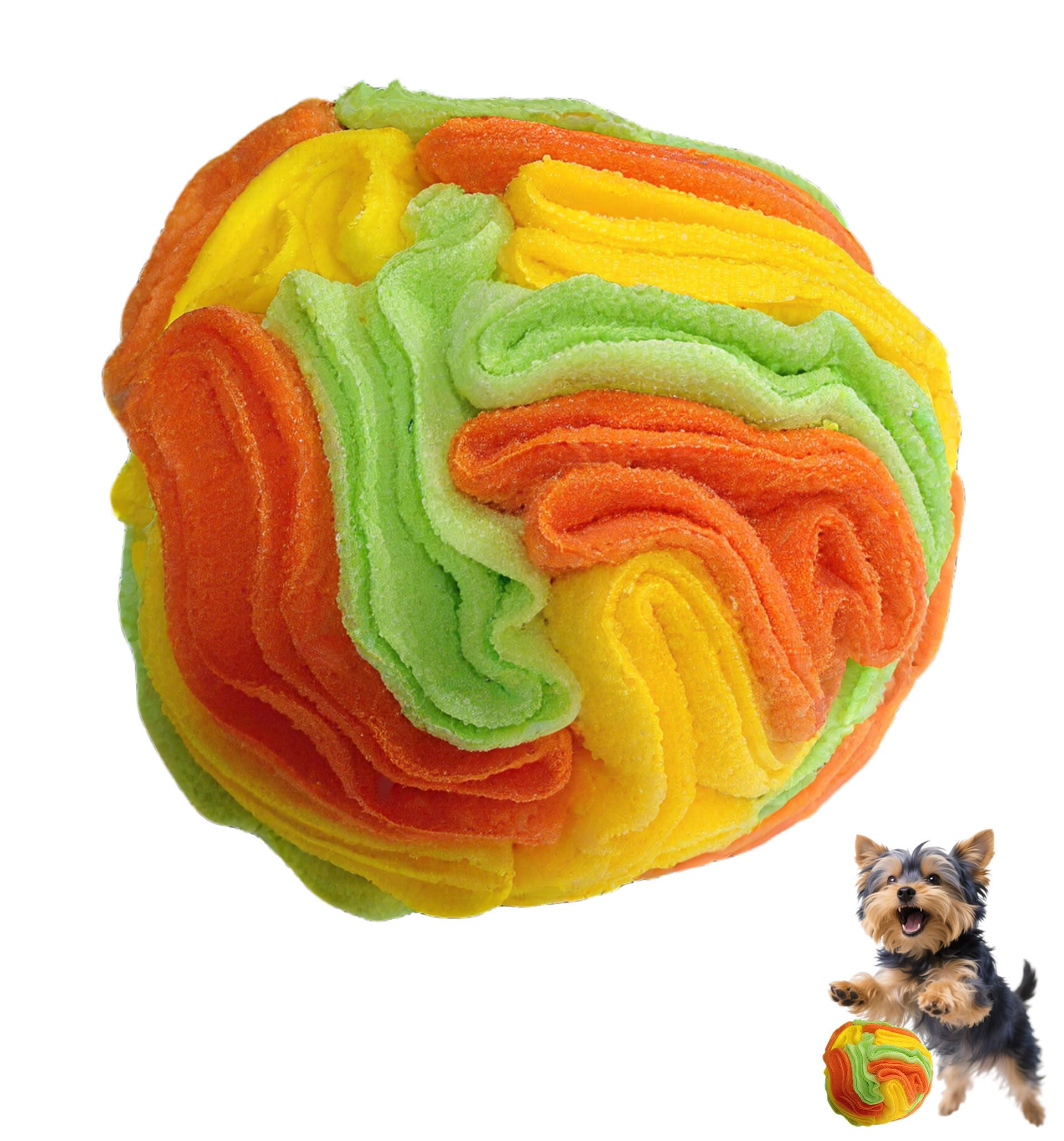 MAEELOU Interactive Dog Snuffle Ball for Puppy, Puzzle Toy - Machine Washable, Keep Dogs Busy and Mentally Stimulated (Yellow an