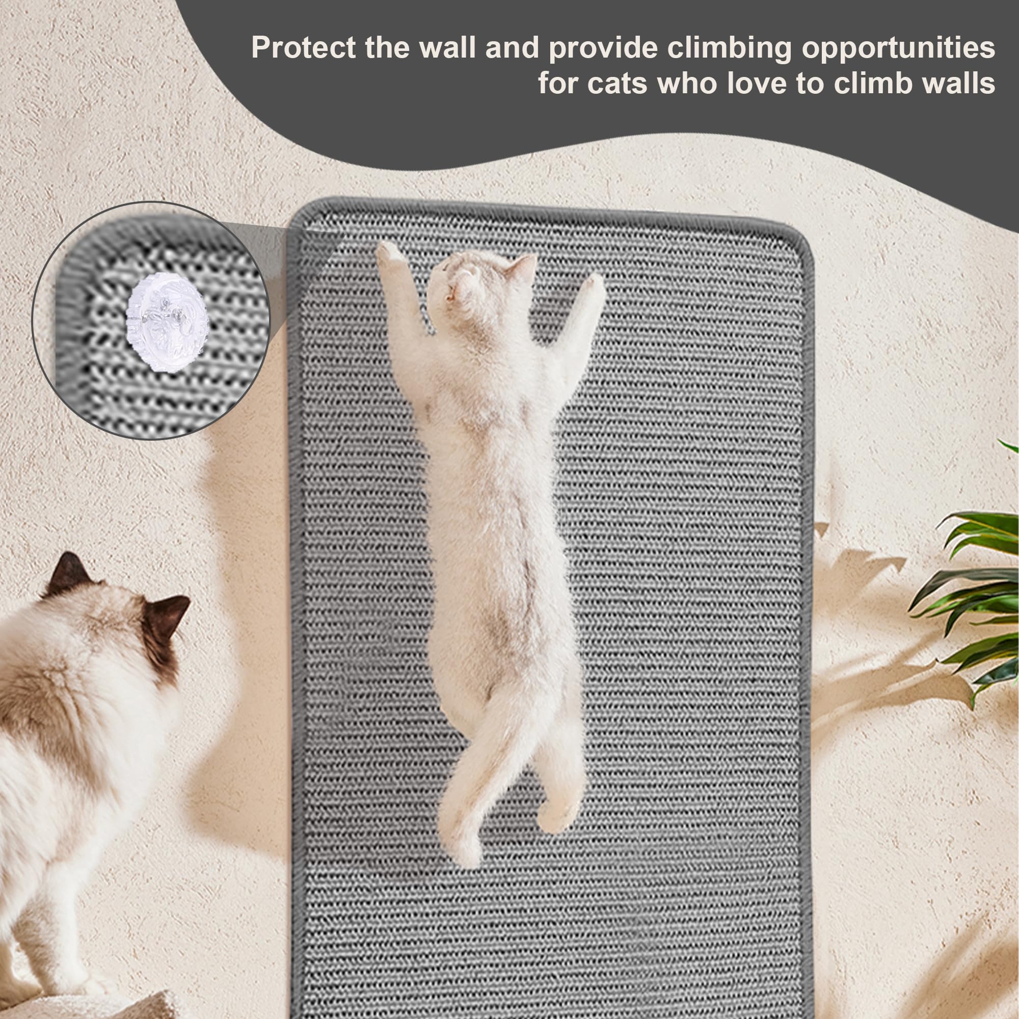 Cat Scratching Mat Sisal, 3 Packs Natural Sisal Fabric 23.6'' X 15.8'' Cat Scratching Pad With Cute Playing Toy And Spiral Nails