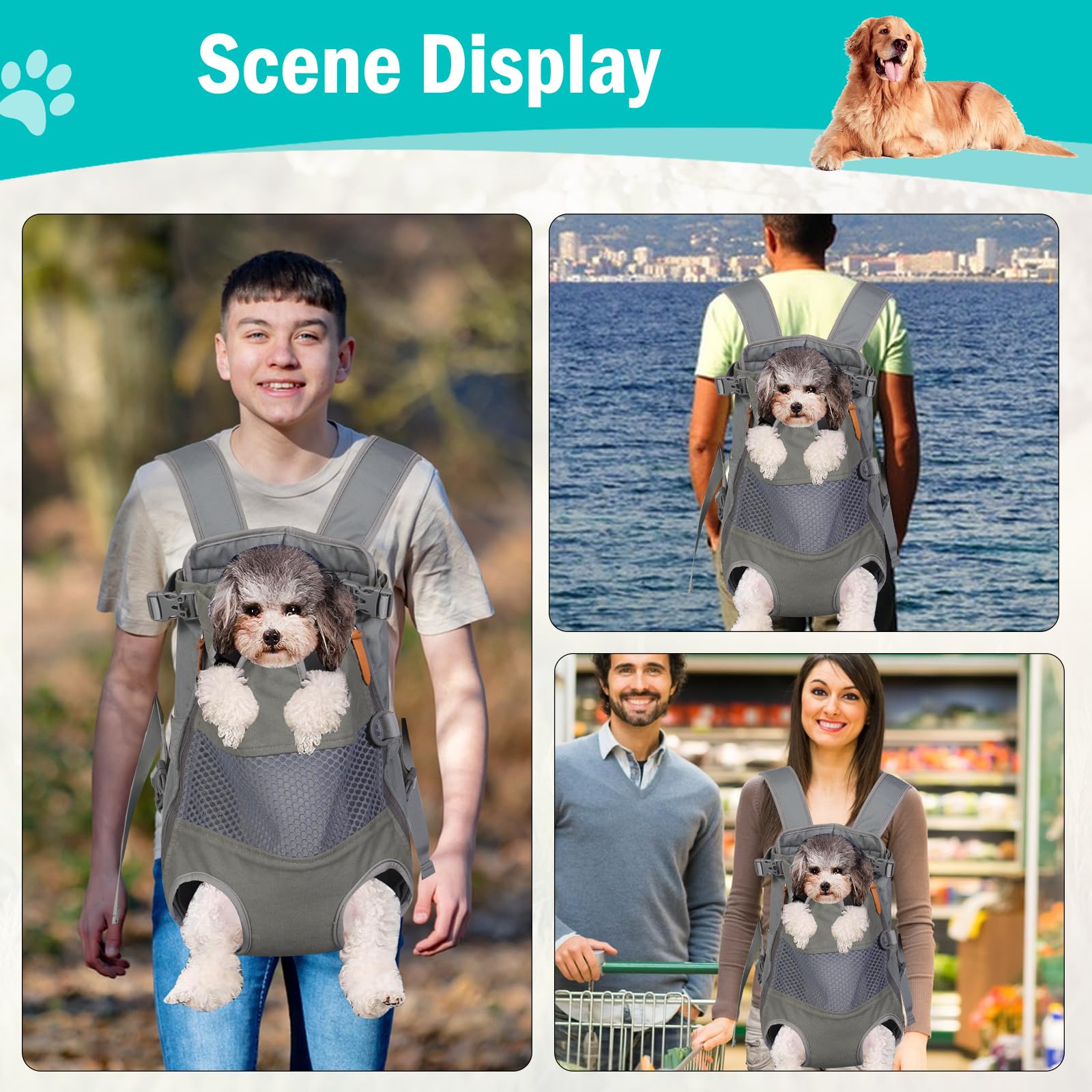 Dog Carrier Backpack - Legs Out Front - Facing Pet Carrier Backpack For Small Medium Large Dogs, Airline Approved Handsa - Canvas Mesh Free Cat Travel Bag For Walking Hiking Bike And Motorcycle