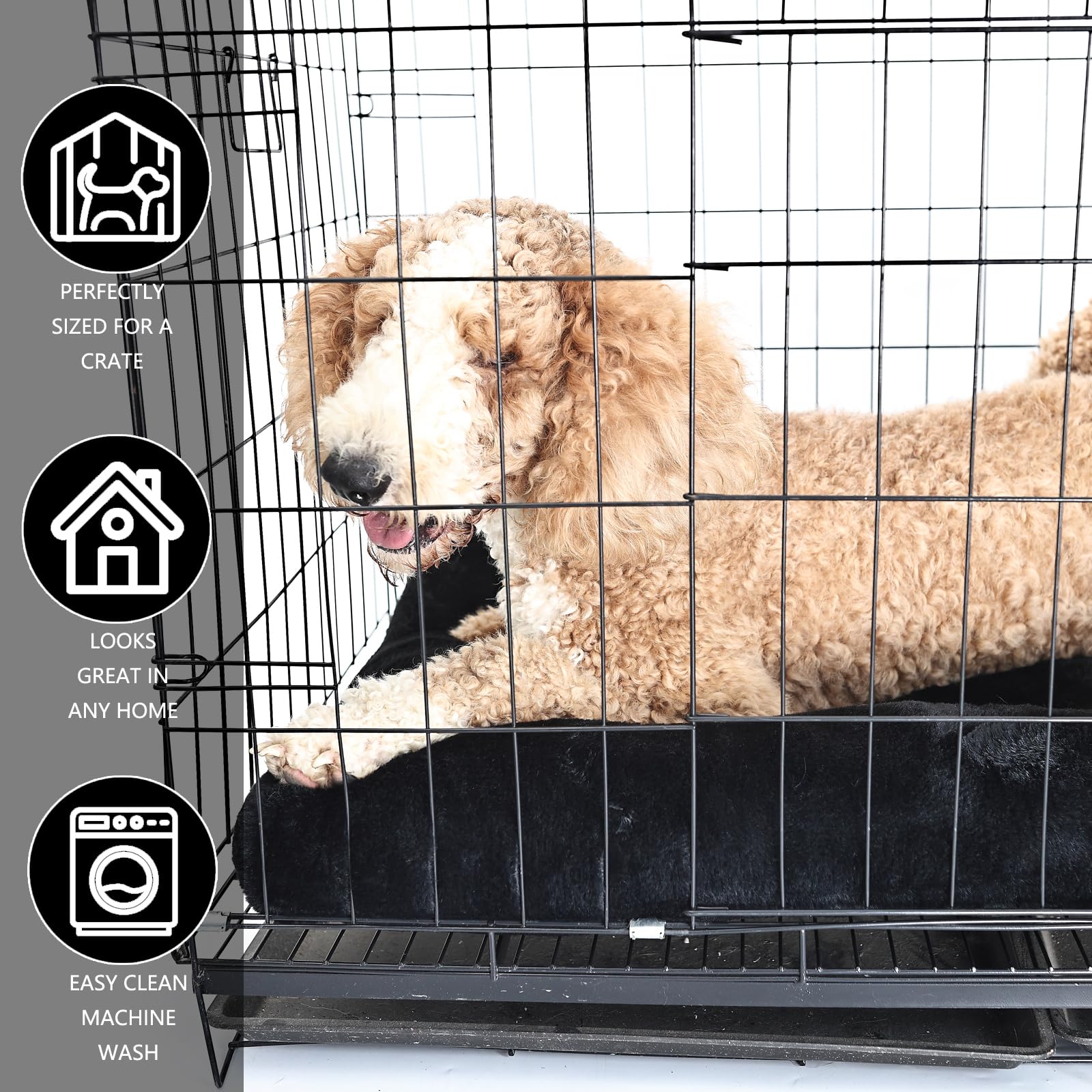 Nononfish Dog Crate Pad 42X28 For Large Dog Washable,Pet Beds For Large Crate 48X30 Fit Kennel With Anti-Slip Bottom,Extra Soft