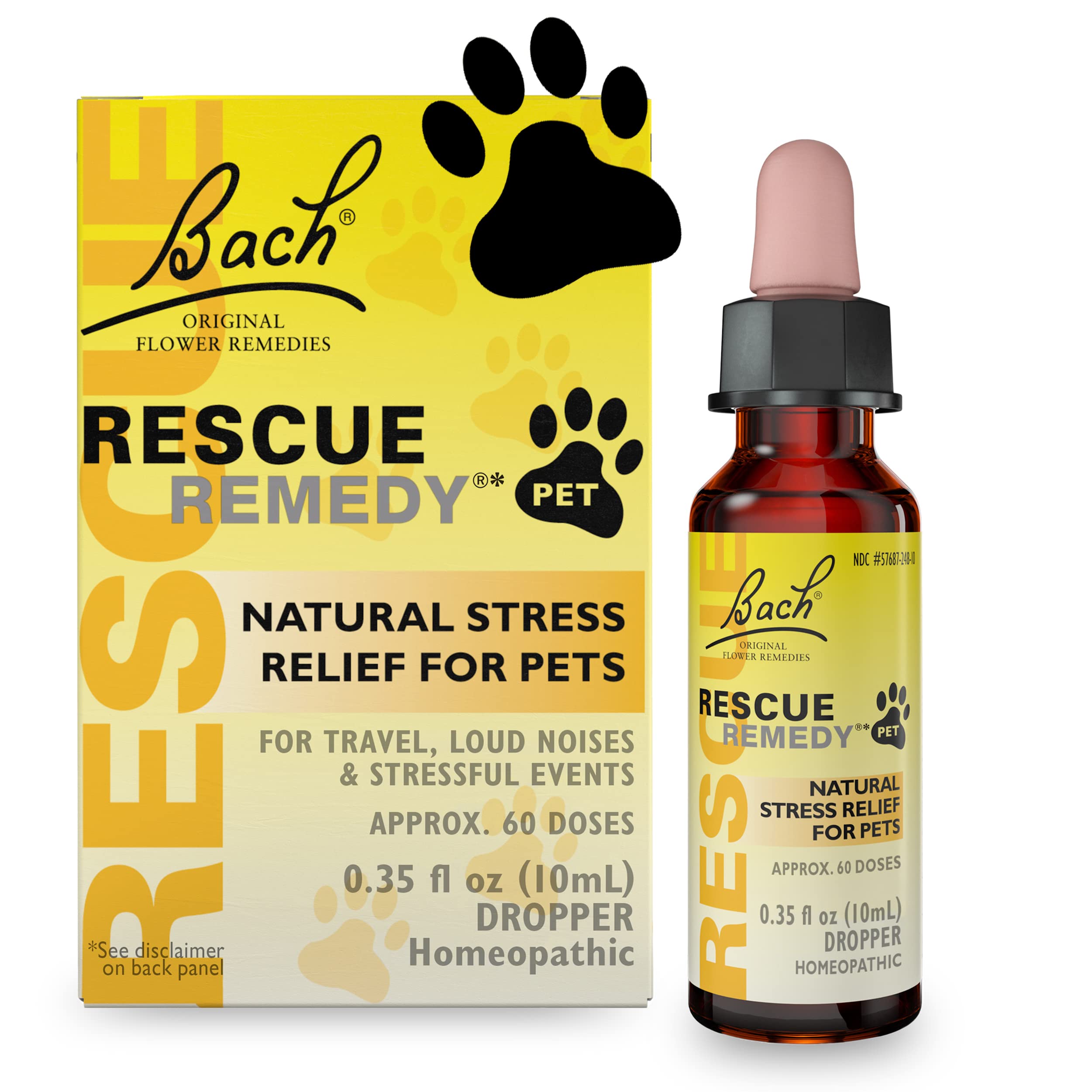 Bach RESCUE REMEDY PET Dropper 10mL, Natural Stress Relief, Calming for Dogs, Cats, & Other Pets, Homeopathic Flower Essence, Th