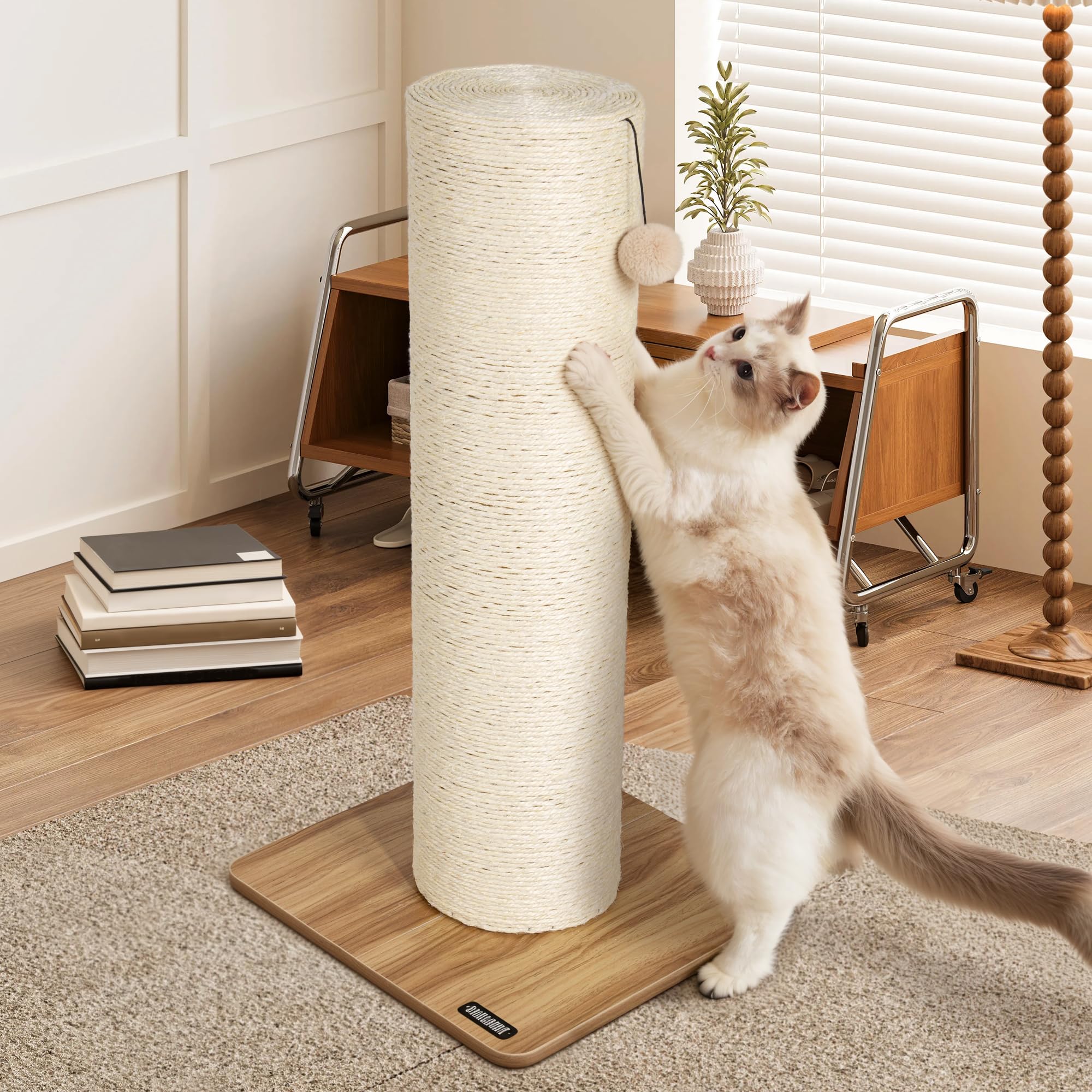 Kamaboko 29.5 Cat Scratching Post, 7.5 Ultra-Large Diameter Natural Sisal Cat Scratch Post, Scratch-Resistant Tall Cat Scrat