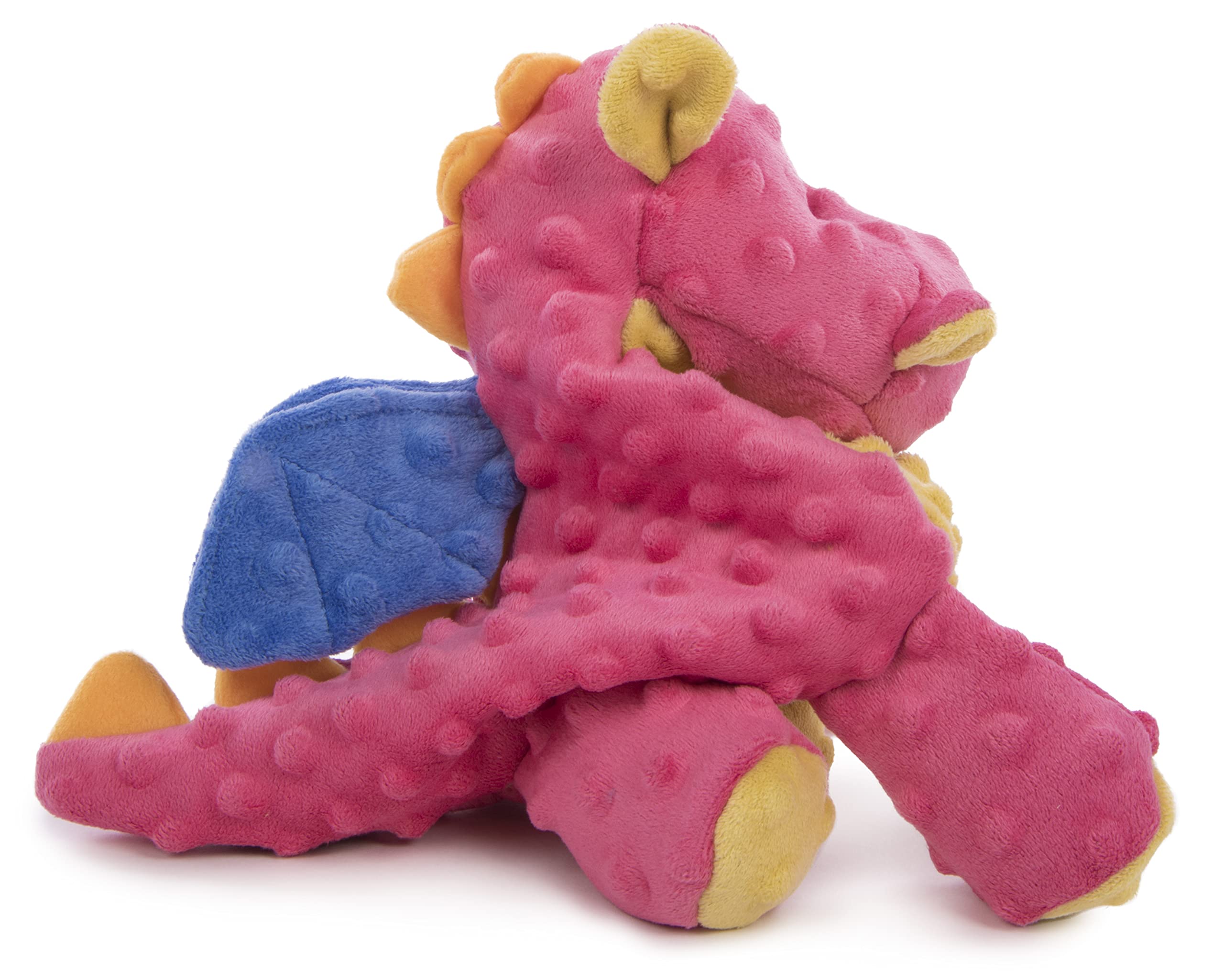 Godog Bubble Plush Dragons Squeaky Dog Toy, Chew Guard Technology - Coral, Large