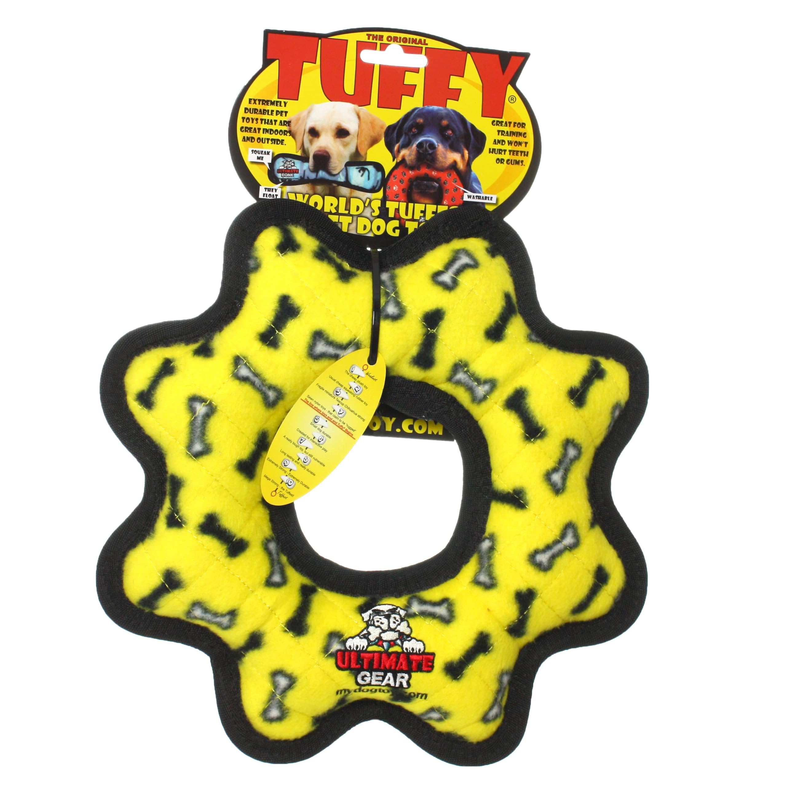 Tuffy- World'S Tuffest Soft Dog Toy- Ultimate Gear Ring-Squeakers - Multiple Layers. Made Durable, Strong & Tough.Interactive Play (Tug,Toss & Fetch).Machine Washable & Floats