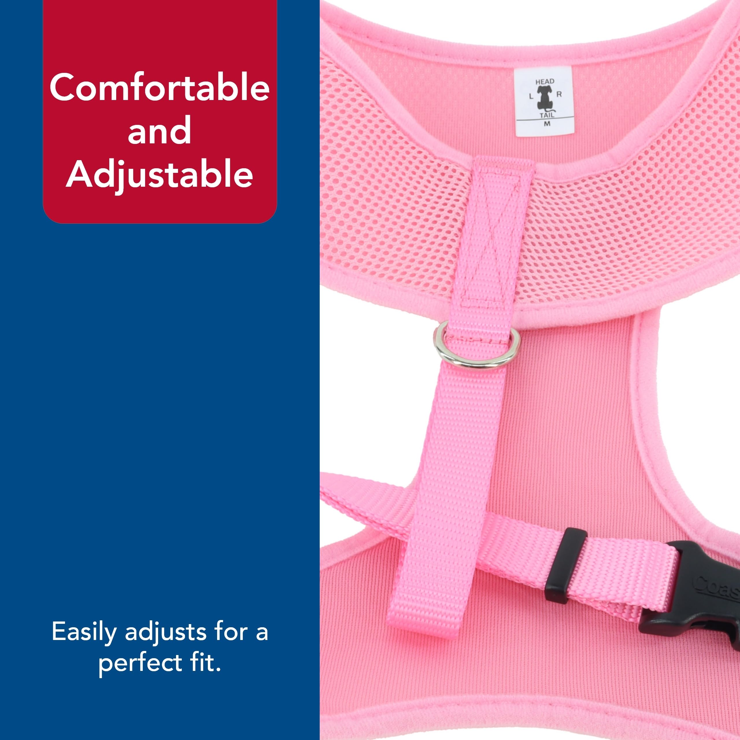 Coastal - Comfort Soft - Adjustable Dog Harness, Pink Bright, 3/8' X 14'-16'