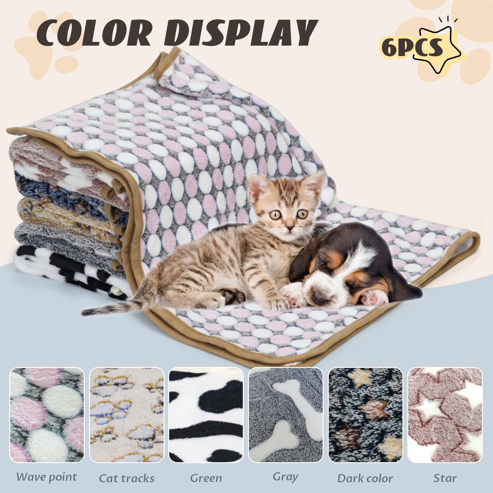 6 Pcs Washable Guinea Pig Blankets Absorbent Small Animal Fleece Bedding Cage Liners Reusable Pet Pee Pad Sleep Mat Pad Cover fo