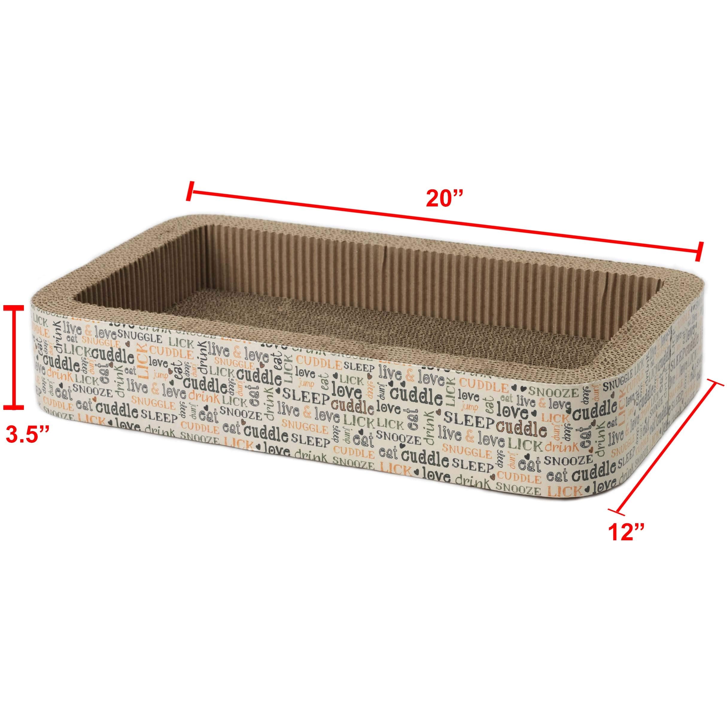 Petrageous 13081 Rectangular Corrugated Cat Lounge Scratcher 20-Inch Long 12-Inch Wide 3.5-Inch Tall With Cat Nip For Cats, Mult