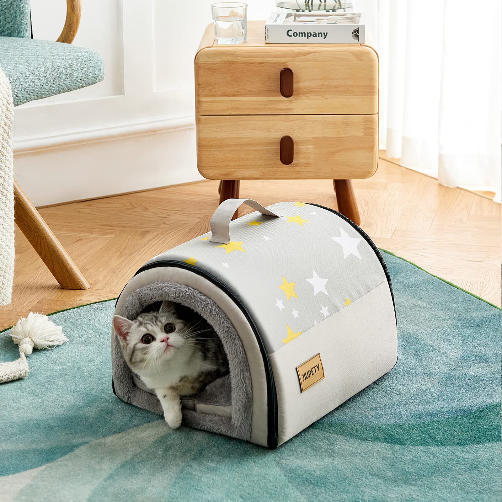 Jiupety Cozy Small Pet Dog House, 2 In 1 Puppy House, S Size For Cat And Puppy, Warm Cave Sleeping Nest For Cats And Dogs, Grey