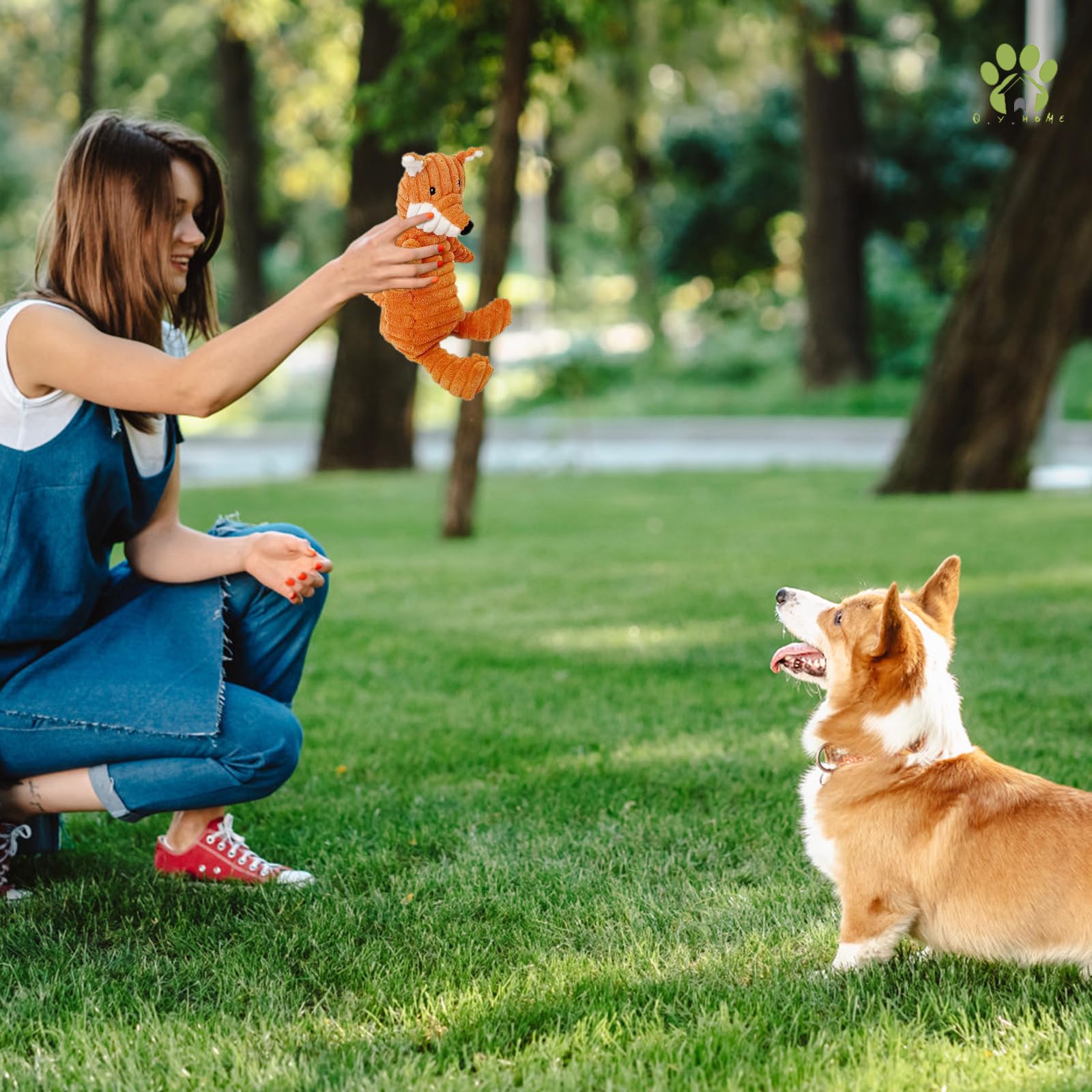 Q.Y.Home Dog Toy Body Limbs No Stuffing Head Filling Animal Appearance With Soft Squeaker,For Indoor Puppies And Senior Pups Che