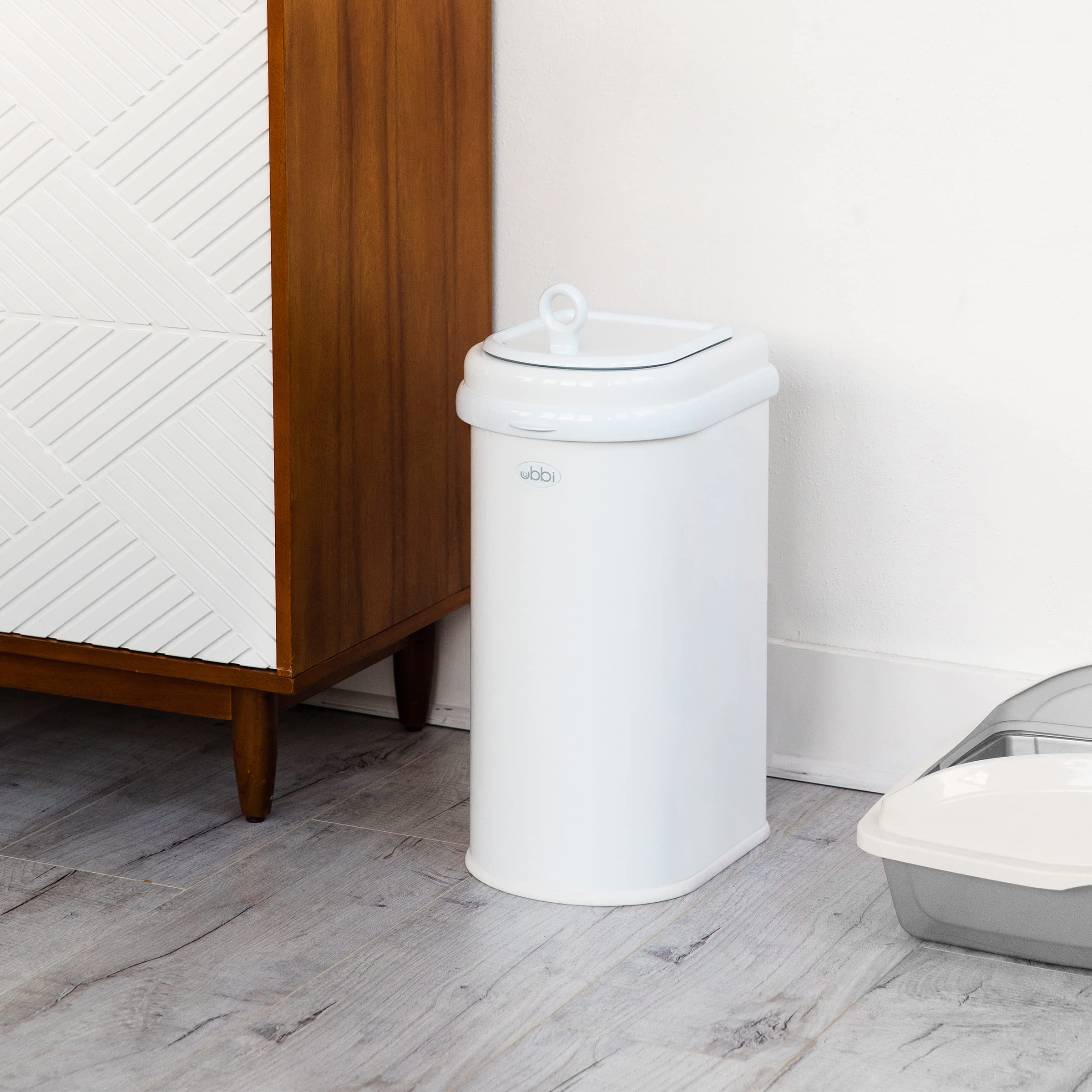 Ubbi Pet Waste Pail, Cat Litter Disposal System, Odor Locking, White