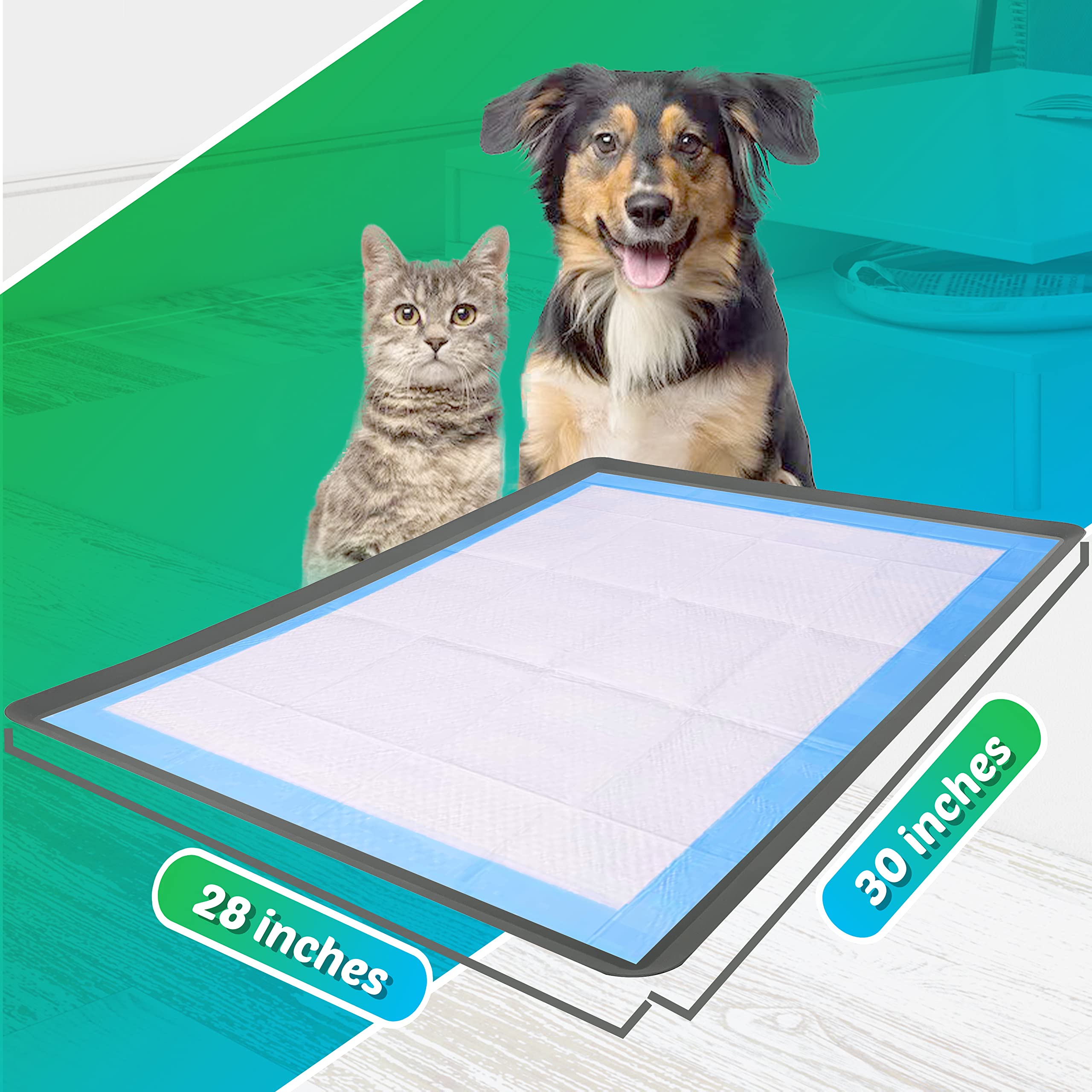 Skywin Silicone Pee Pad Holder, 28 X 30 Inch No-Spill, Leakproof, Easy-To-Clean Puppy Pad Holder (Grey)