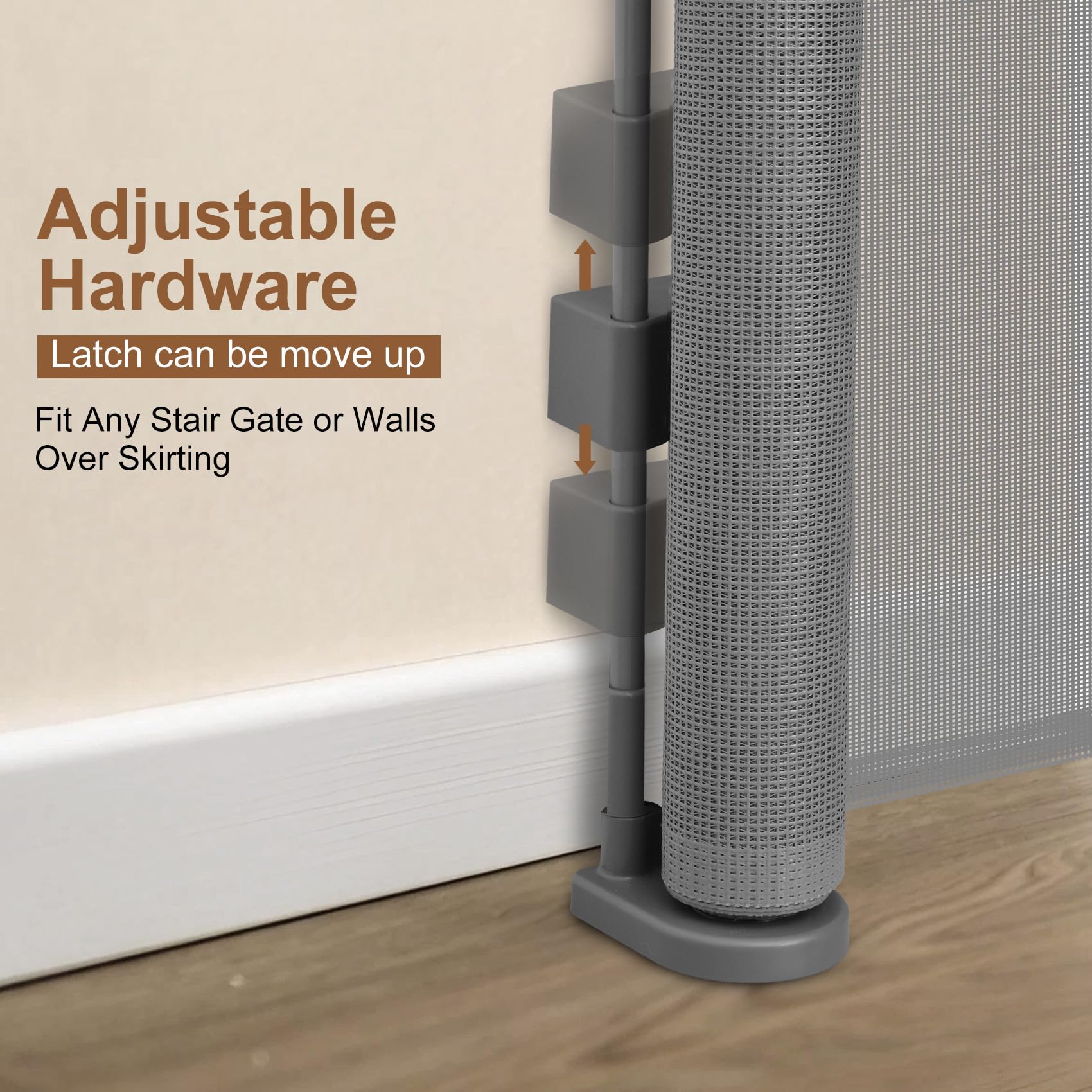 Miumoon Upgrade 59' Retractable Baby Gates With Reinforced Strip Design To Prevent Crawling Through, 48' Tall Retractable Gate For Baby And Pet, 5 Ft Baby Gates For Stairs, Doorways, Hallways(Gray)