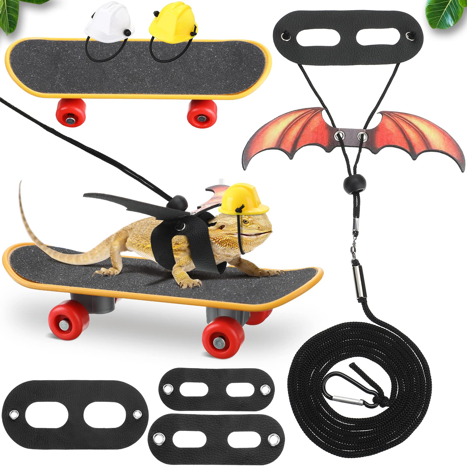 Chivao 5 Pieces Bearded Dragon Accessories Set Bearded Dragon Leashes and Harnesses S/M/L 3 Size Packed Lizard Harness Mini Scoo