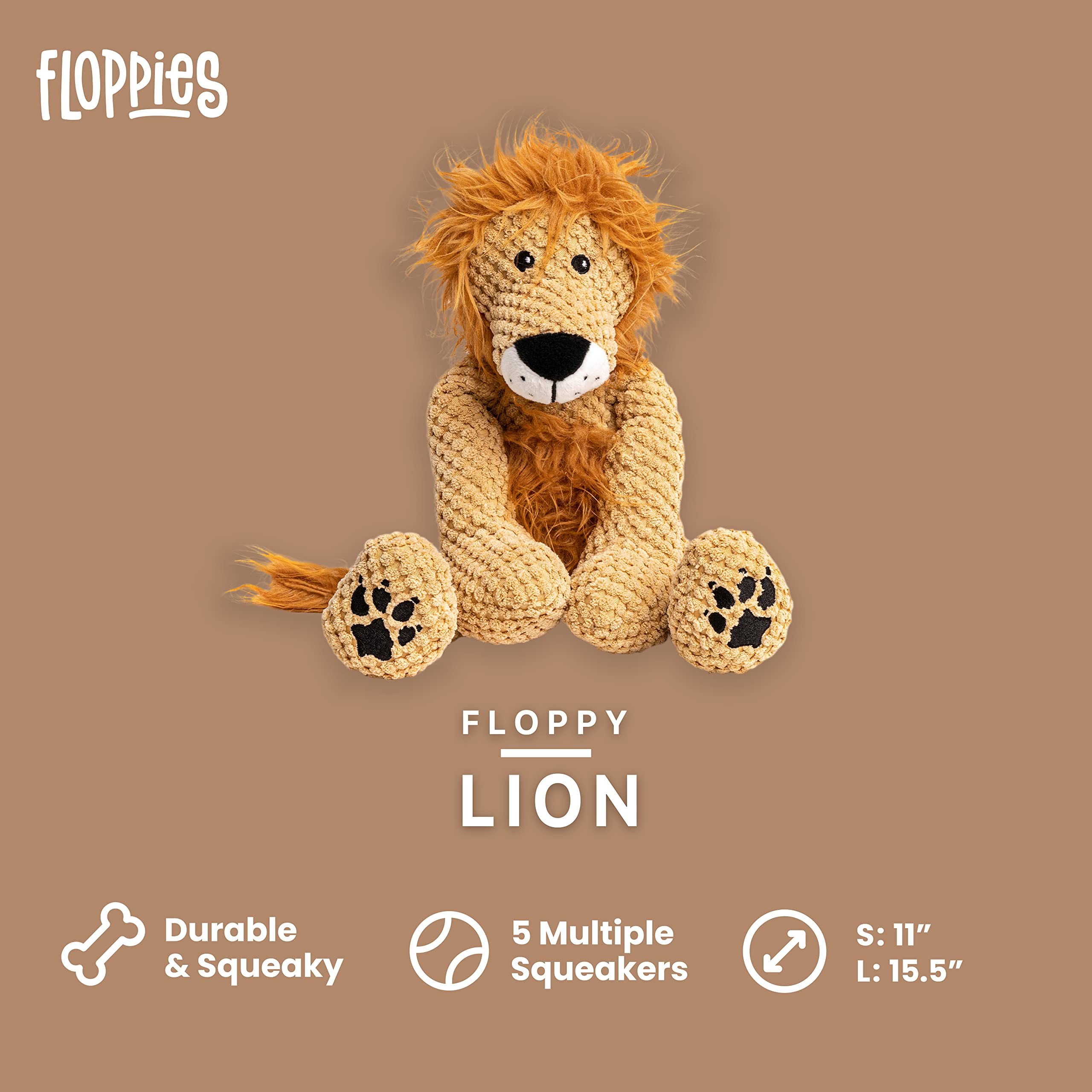 Fabdog, Inc. Floppy Lion Dog Toys (Small)