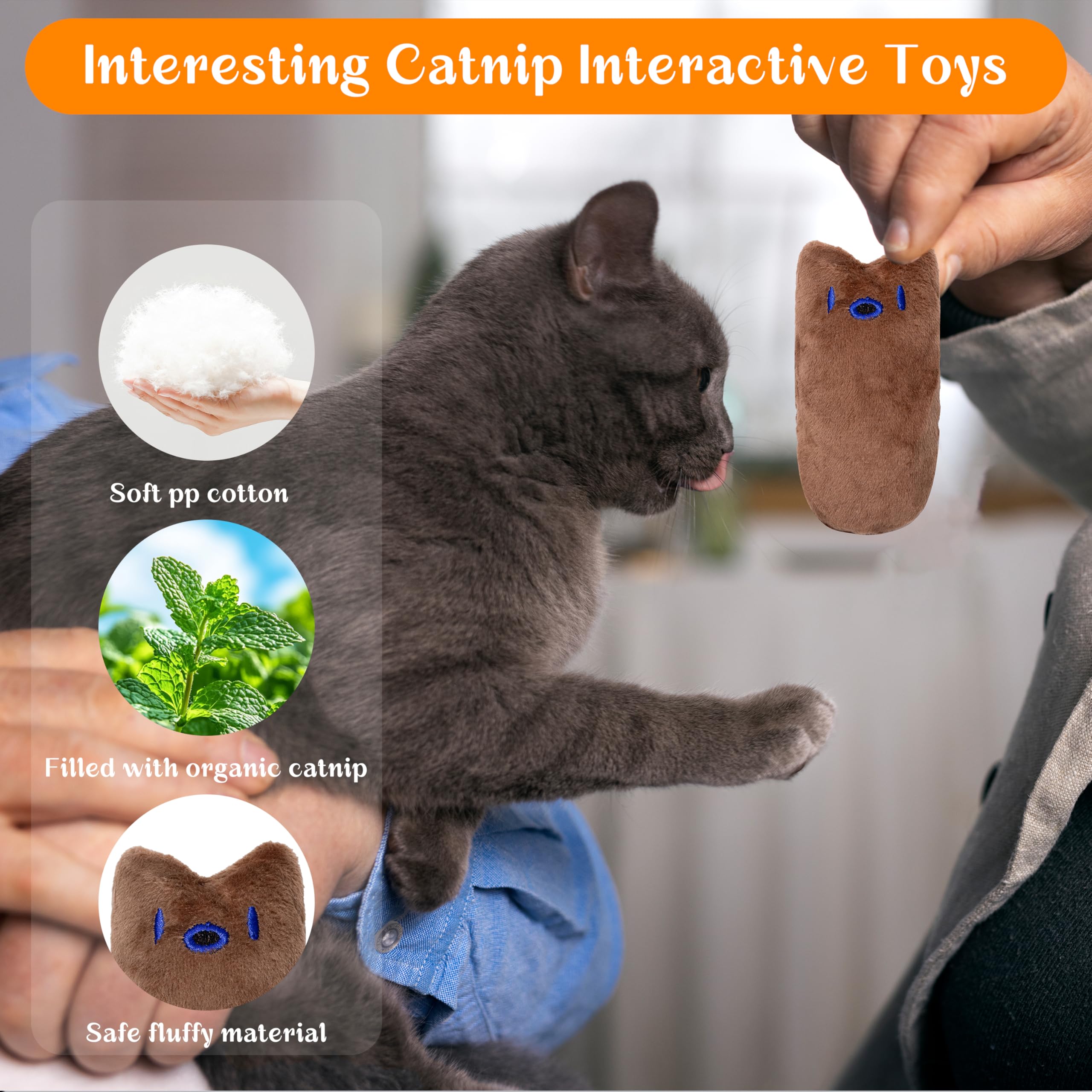 Seyezo Cat Toys For Indoor Cats, 5Ps Cats Fetch Toys, Fluffy Toys For Playing, Interactive Kitten Toys, Kitty Chew Teething Toys