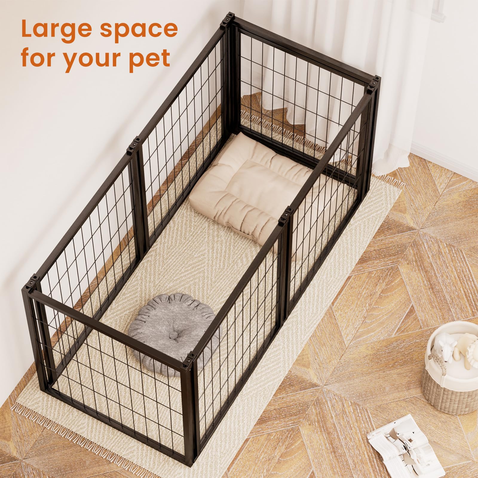 Heavy Duty Large Dog Crate, 47.2' Dog Kennel For Small Medium Dogs, Dog Cage, Dog Kennel, Puppy Dog Playpen With Top, Dog Crate