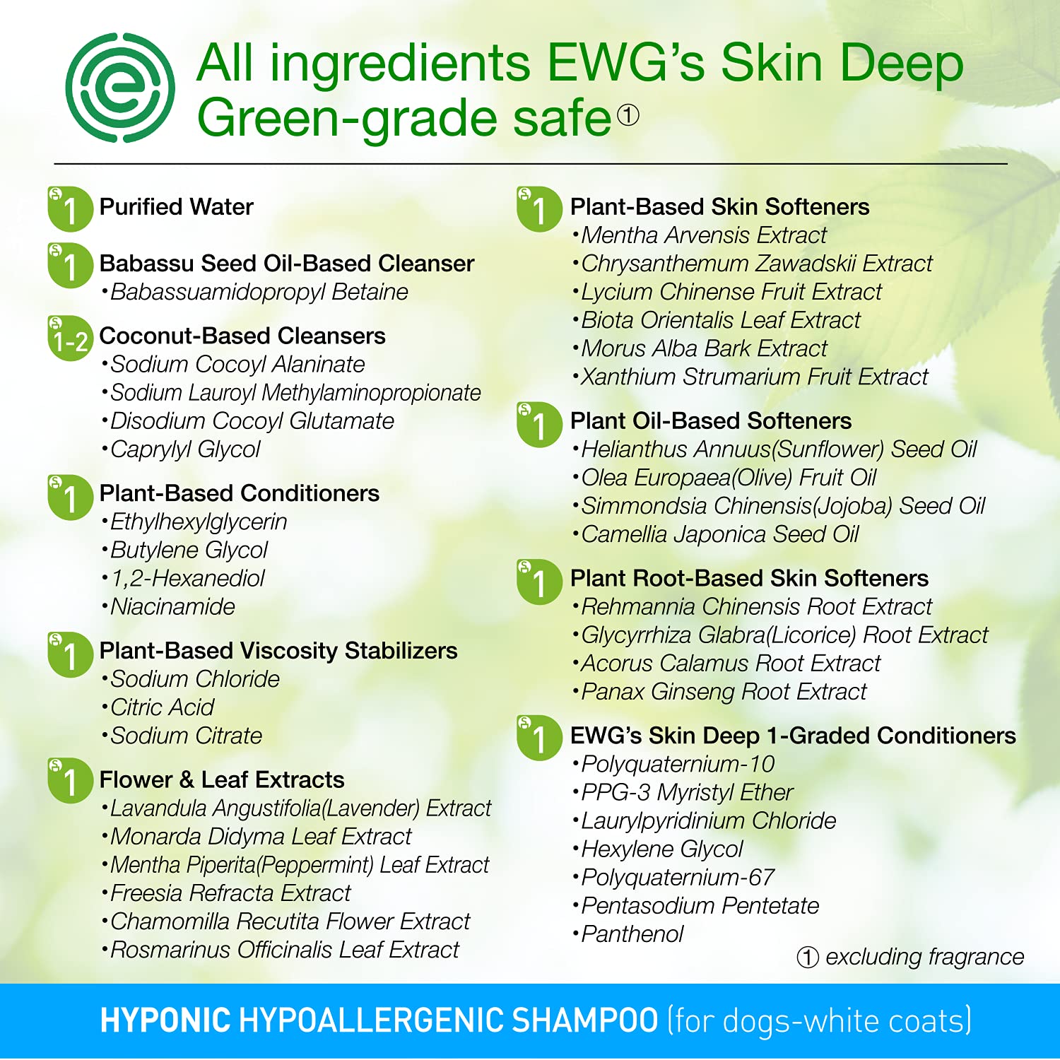 Hyponic Hypoallergenic Premium Dog Shampoo - Deodorizing, Sensitive Skin, Detangling (White Coats & Brightening (10.1 Oz))