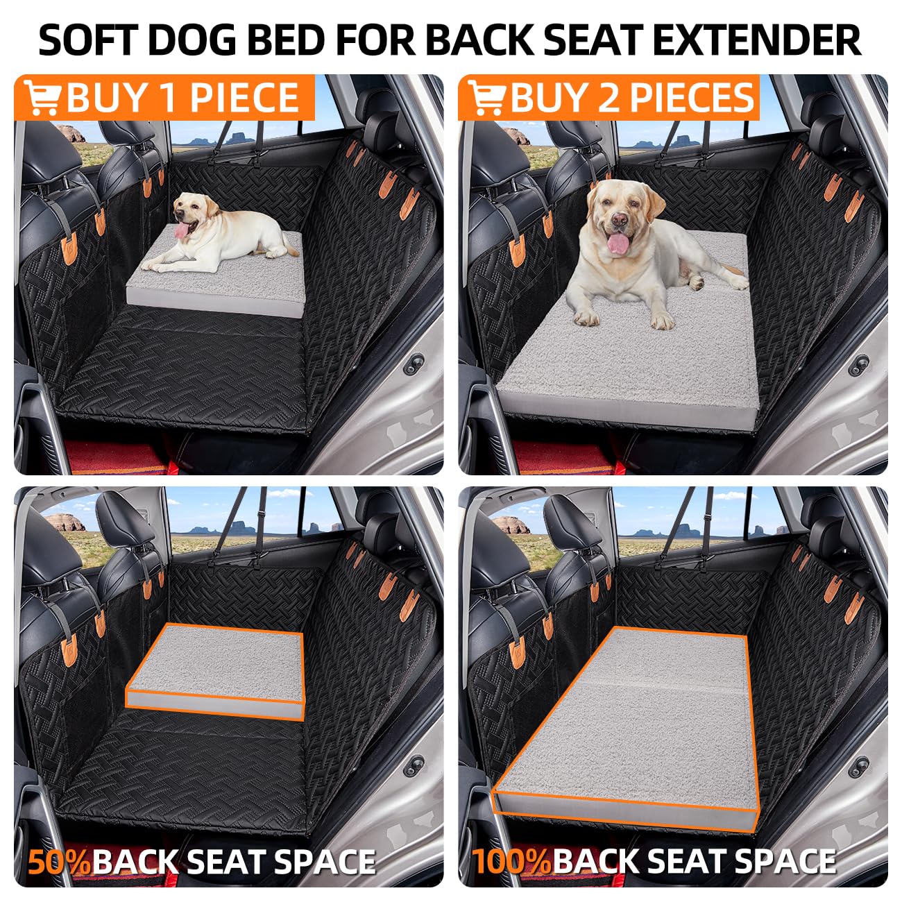 Maxfut Dog Bed For Car Back Seat Extender,Waterproof Large Dog Mat For Seat Cover Back Seat,Washable Pet Bed For Car Hammock(Gra