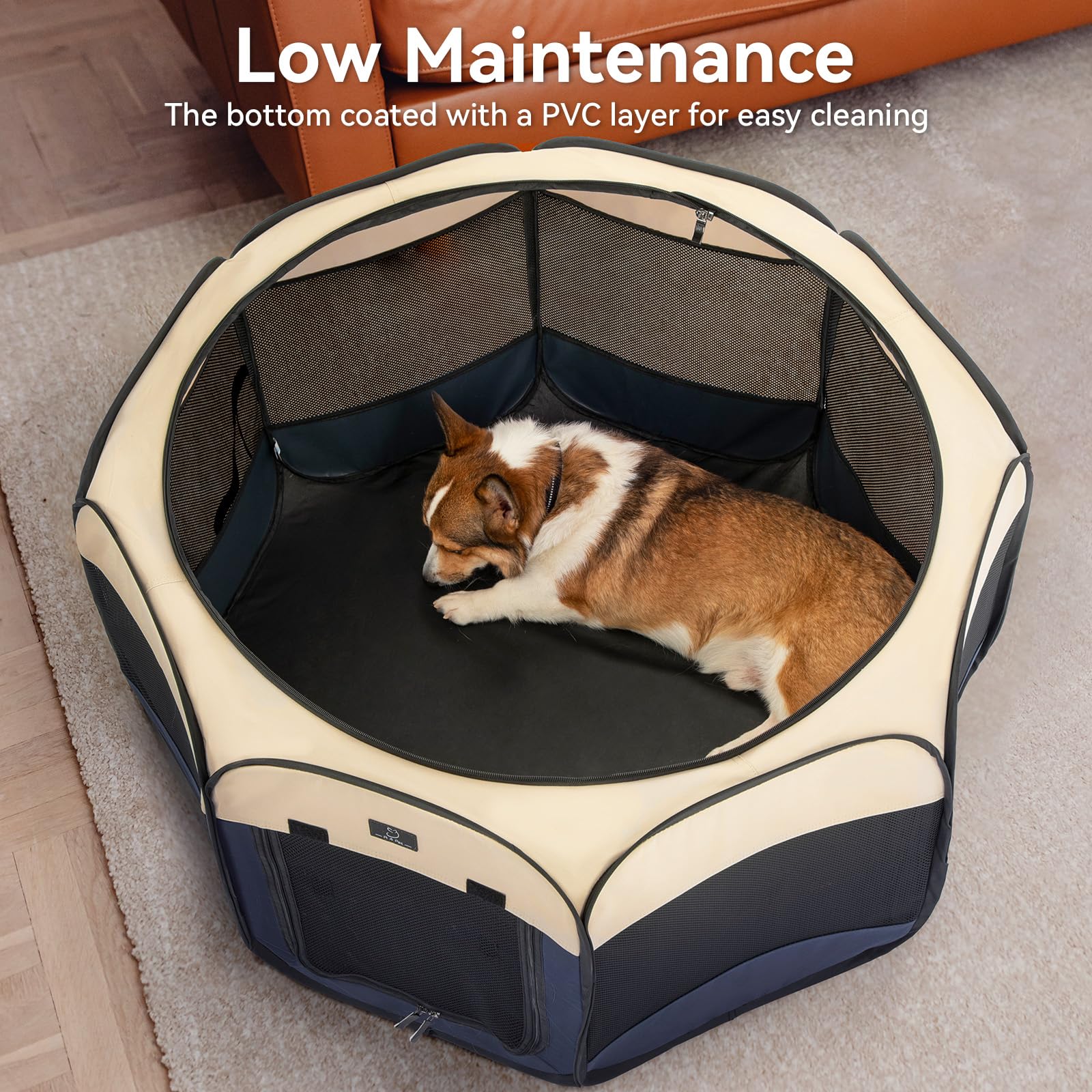 A4Pet Dog Playpen, Portable Pet Playpen, Pop Up Dog Playpen Indoor/Outdoor - Ideal For Small Medium Dogs - Removable Zipper & Collapsible Travel Bowl