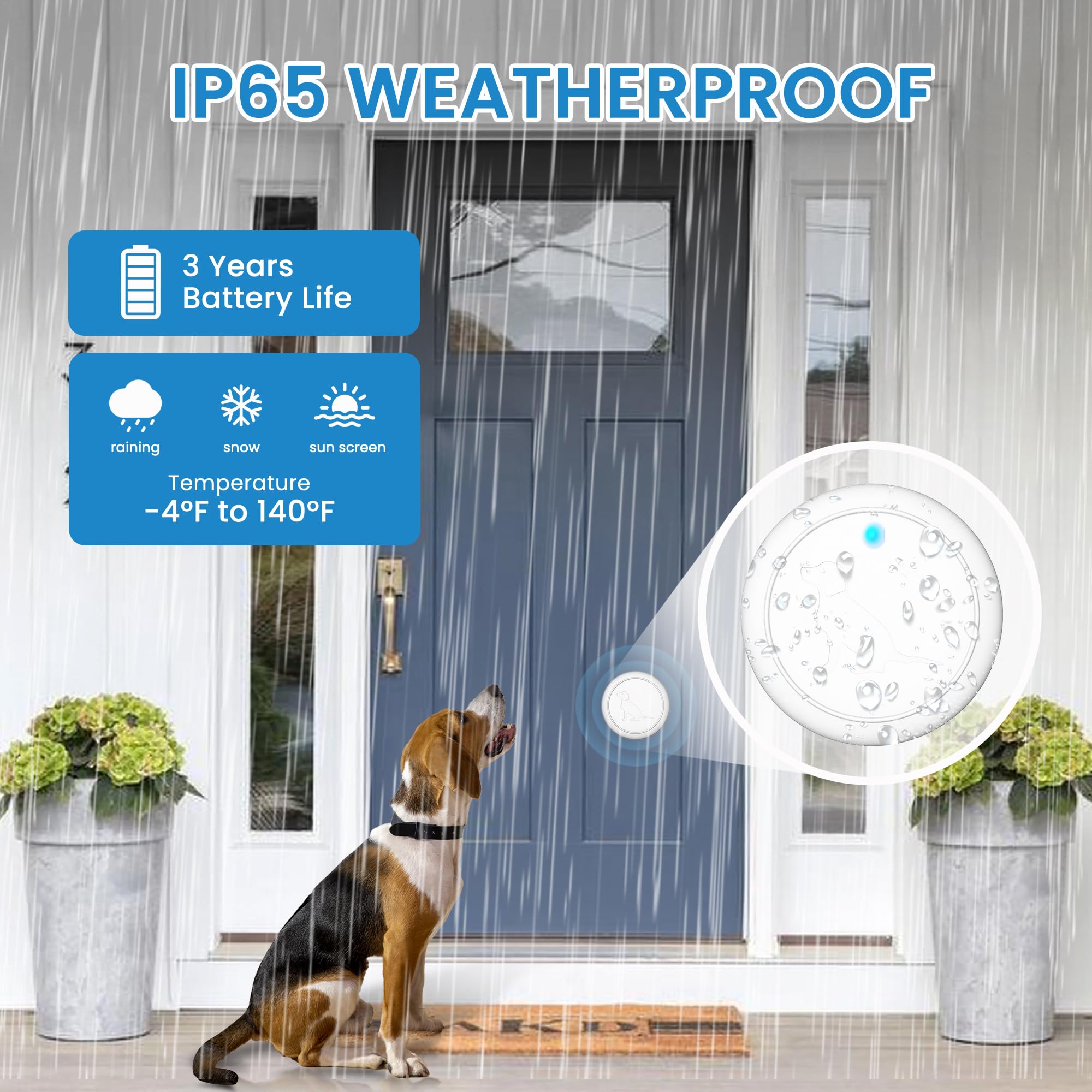 Hathever Dog Bells to Go Outside, Wireless Doggie Door Bell Operating at 1000 Feet with IP65 Waterproof Touch Button, 32 Melodie