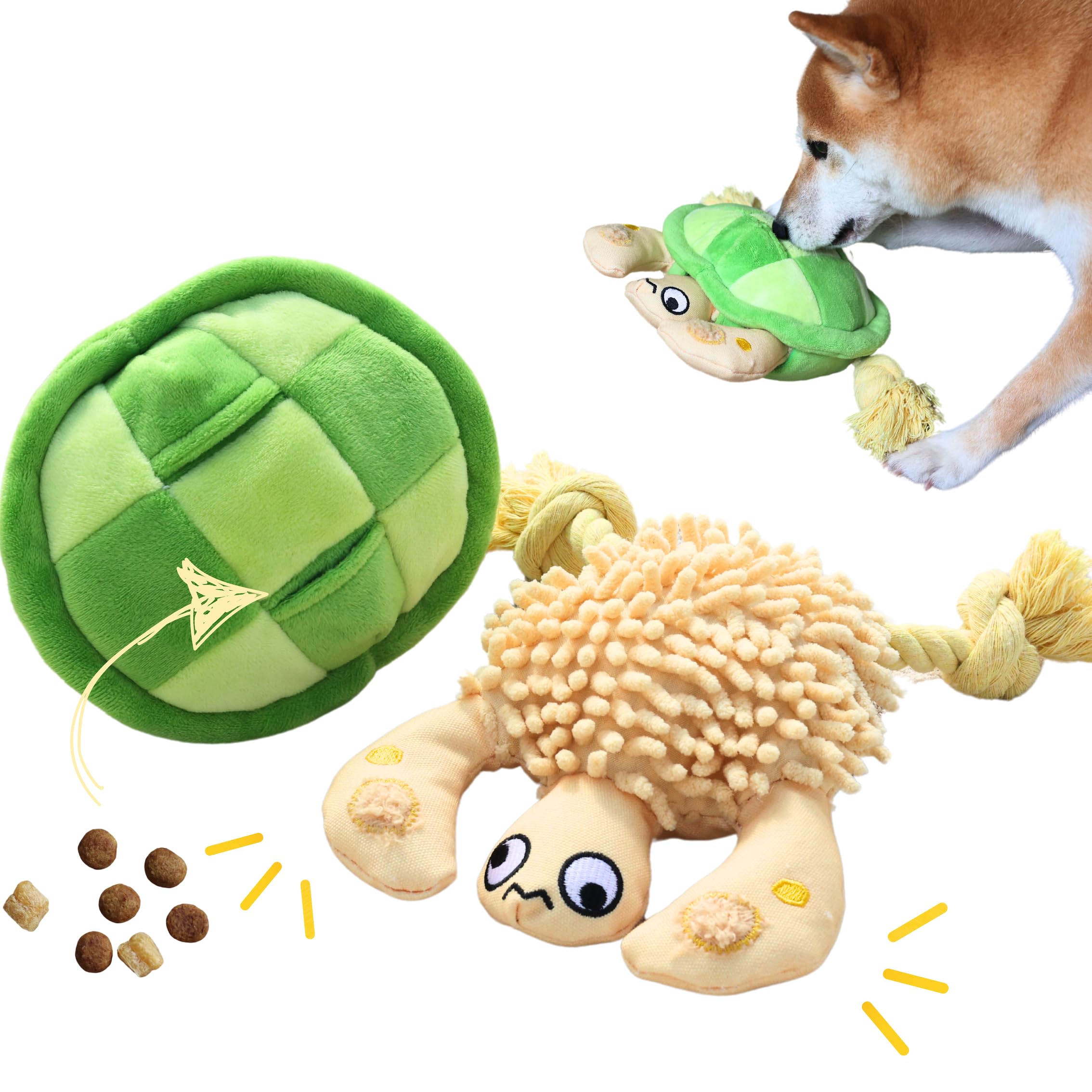 Pawfoo Lab 2 in 1 Turtle Dog Toy, Plush Dog Chew Toys, Stuffed Squeaky Dog Toys with Soft, Durable Fabric for Small Medium Large