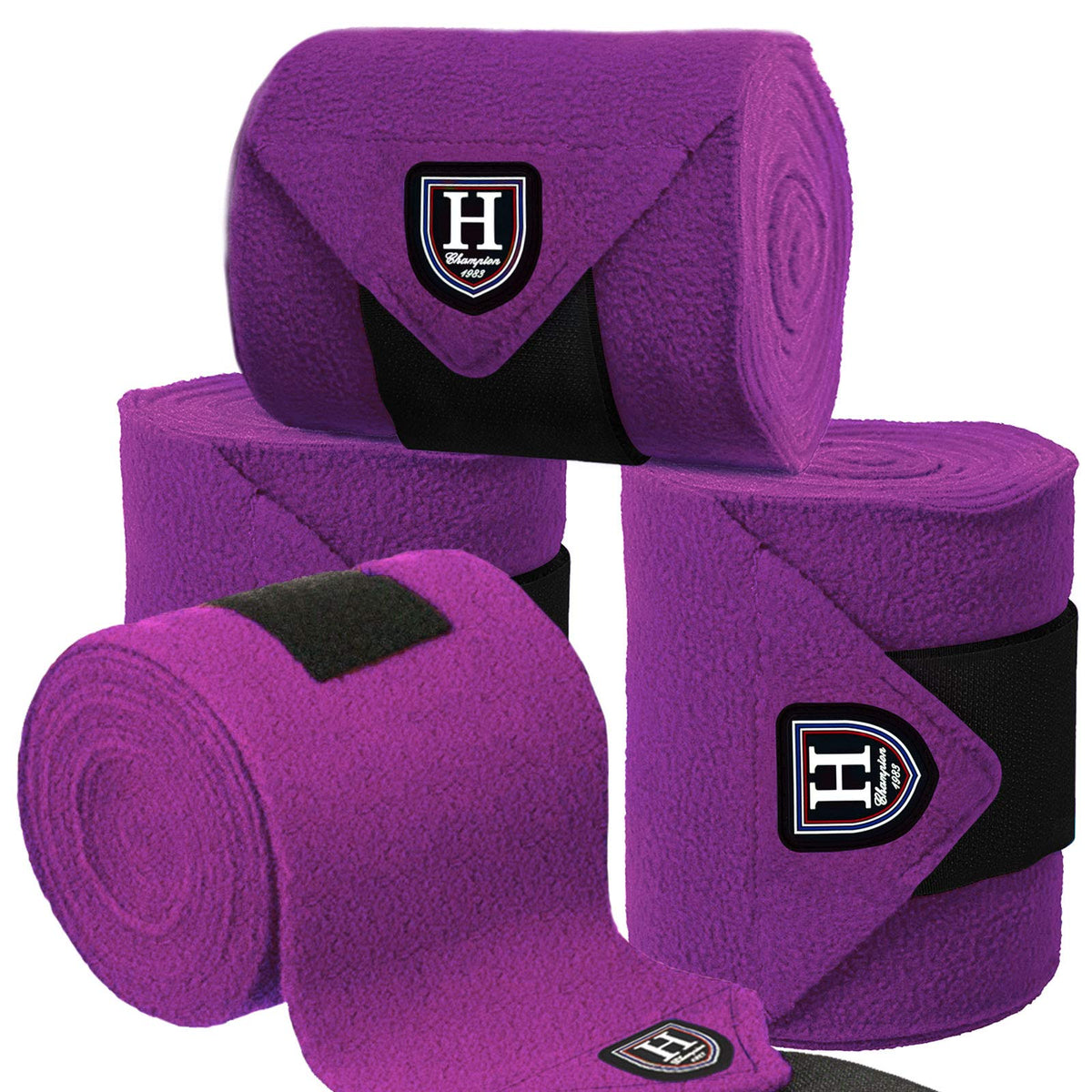 Harrison Howard Essential Horse Polo Leg Wraps Soft Fleece Leg Bandage For Horse Set Of 4 Purple Medium