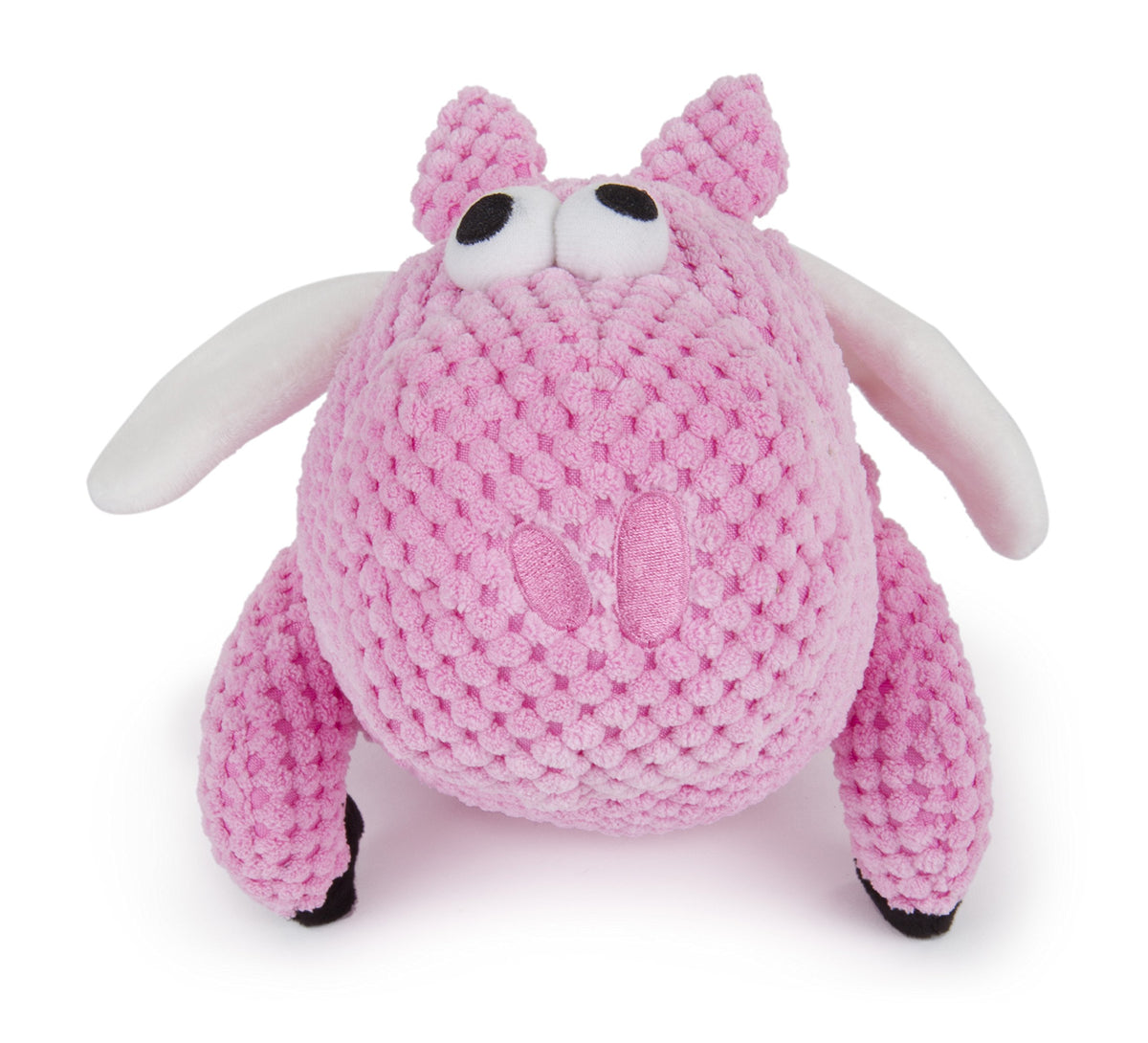 Godog Checkers Flying Pig Squeaky Plush Dog Toy, Chew Guard Technology - Pink, Large