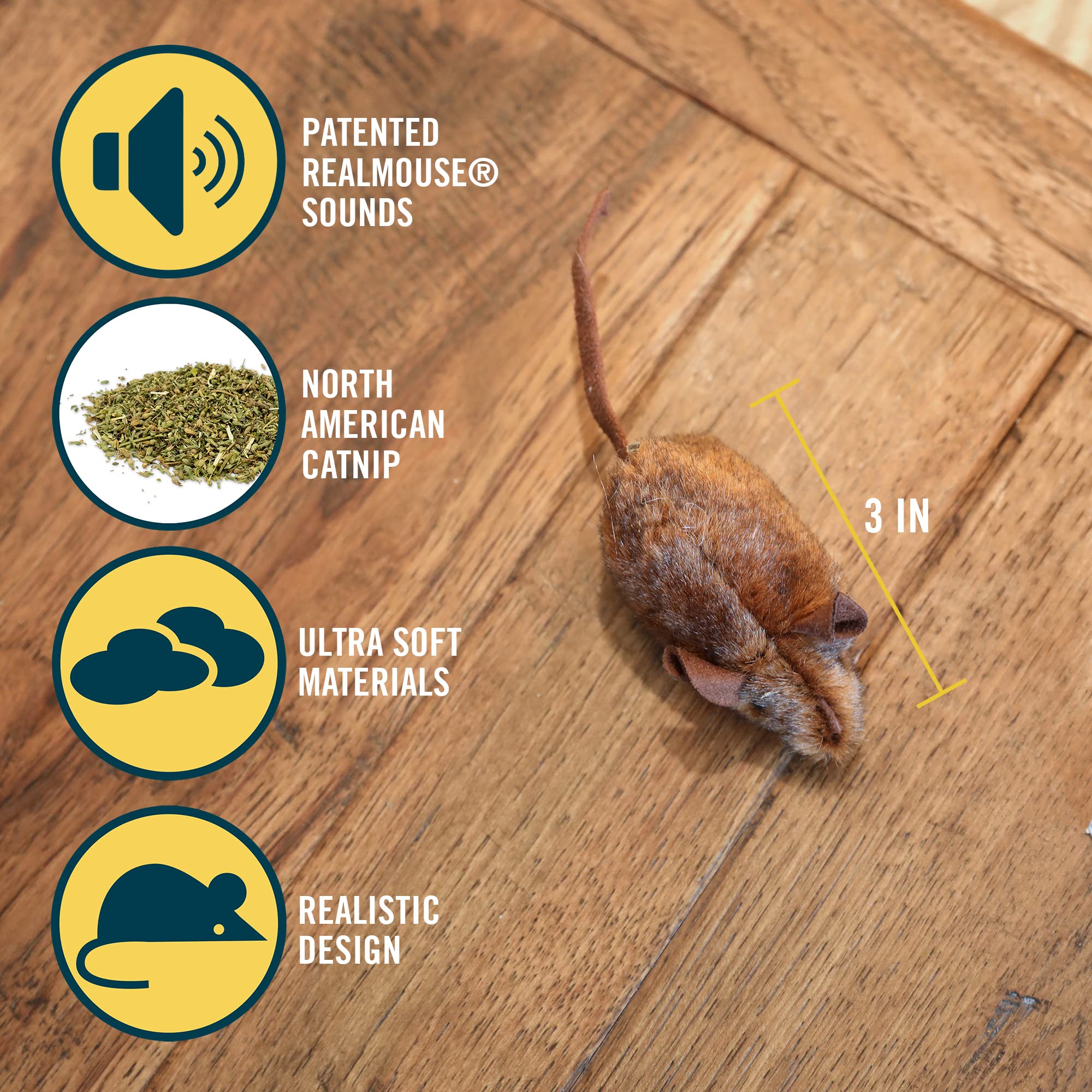 Ourpets Play-N-Squeak Mouse Hunter Cat Toys (Interactive Cat Toy & Catnip Toy With Real Mouse Electronic Sound) Perfect Toys For Indoor Cats With Catnip